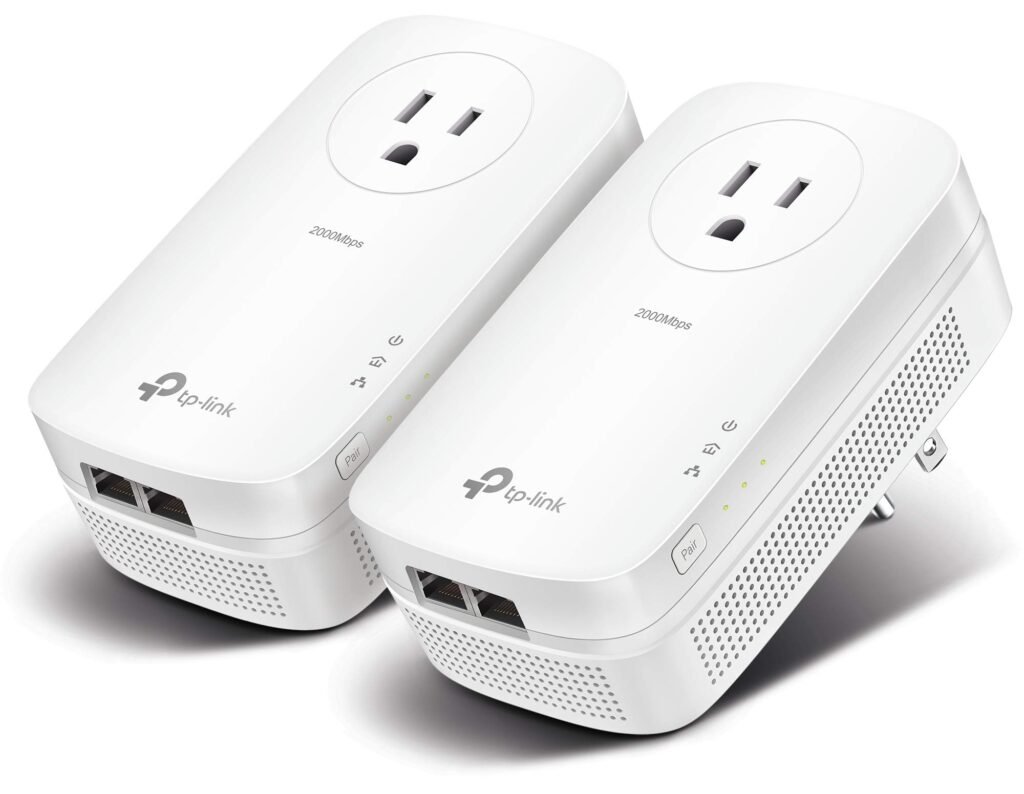 TP-Link AV2000 Powerline Ethernet Adapter TL-PA9020P KIT - Powerline Network Adapter, Passthrough, 2x2 MIMO, 2 Gigabit Ports, Ethernet Over Power, Plug Pair & Play, Power Saving, Free Expert Help