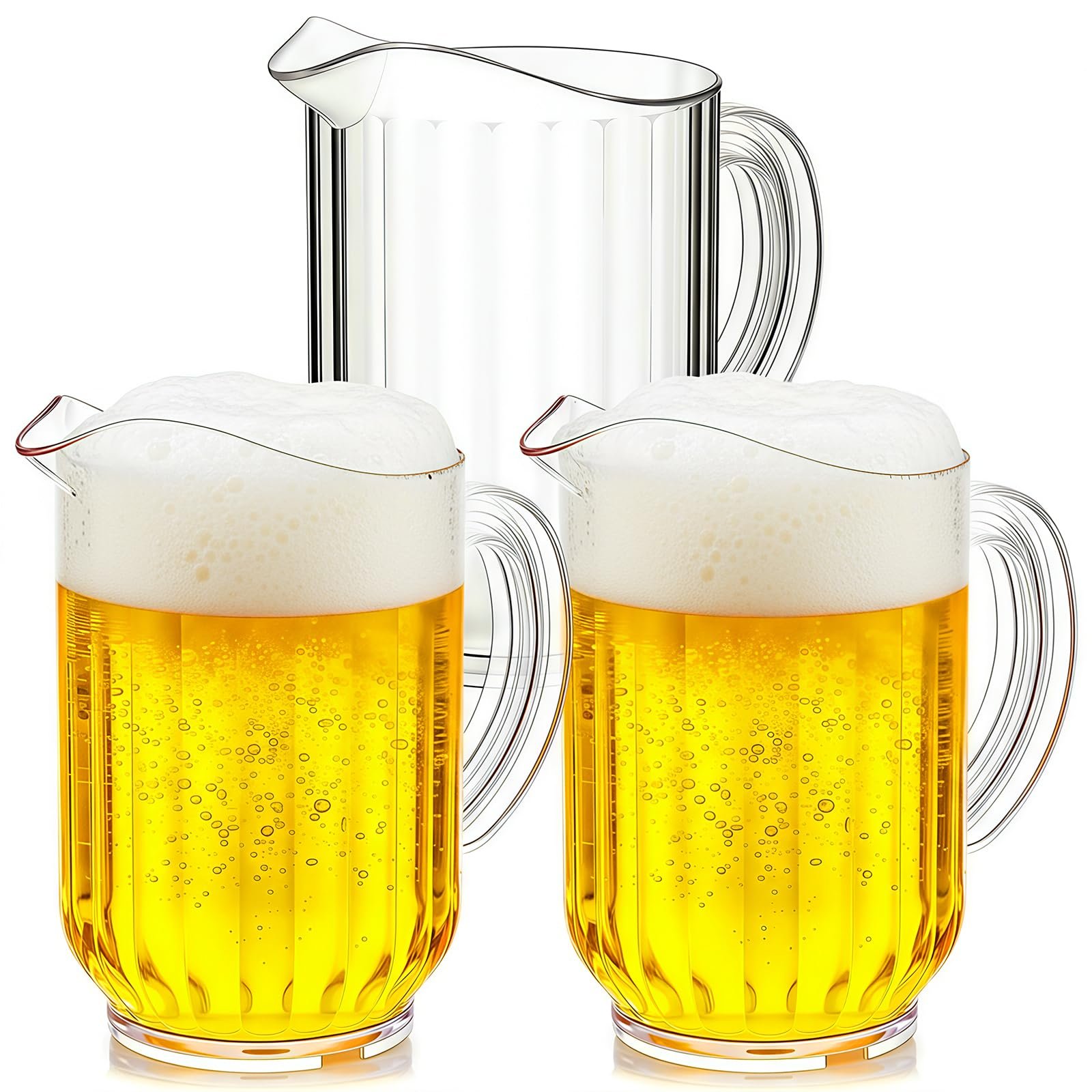 Pafeooui 3-Pack Plastic Pitchers (60 oz)