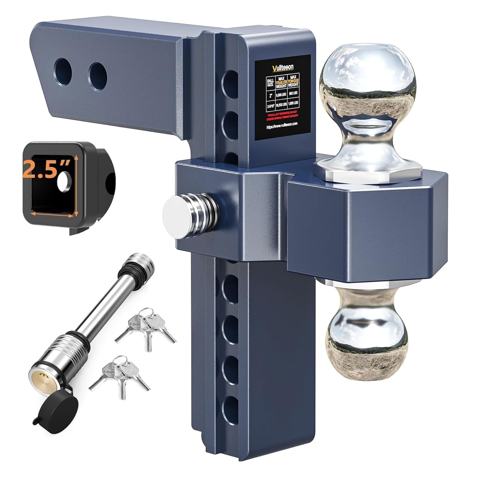 Vullteeon Adjustable Trailer Hitch Receiver