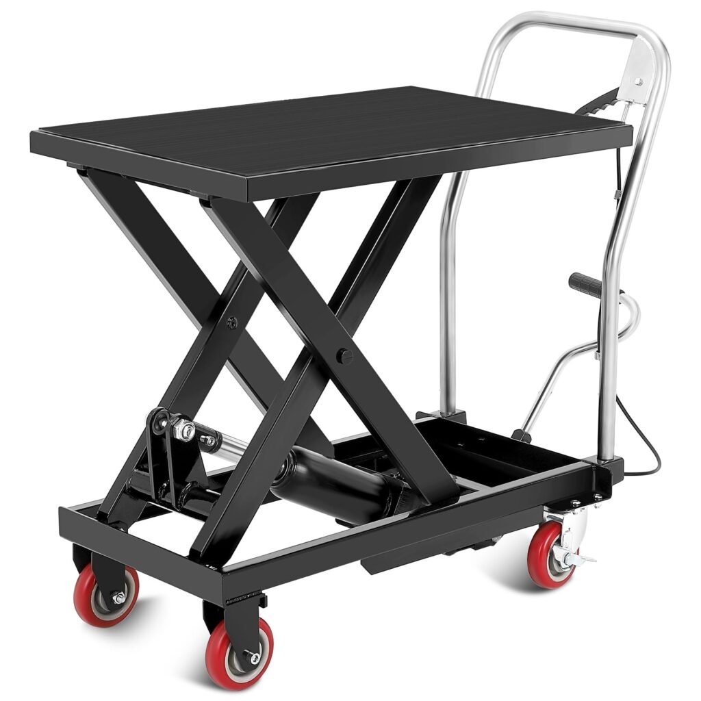 Hydraulic Lift Table Cart, 500lbs Capacity 28.5" Lifting Height Hydraulic Table Cart, Single Scissor