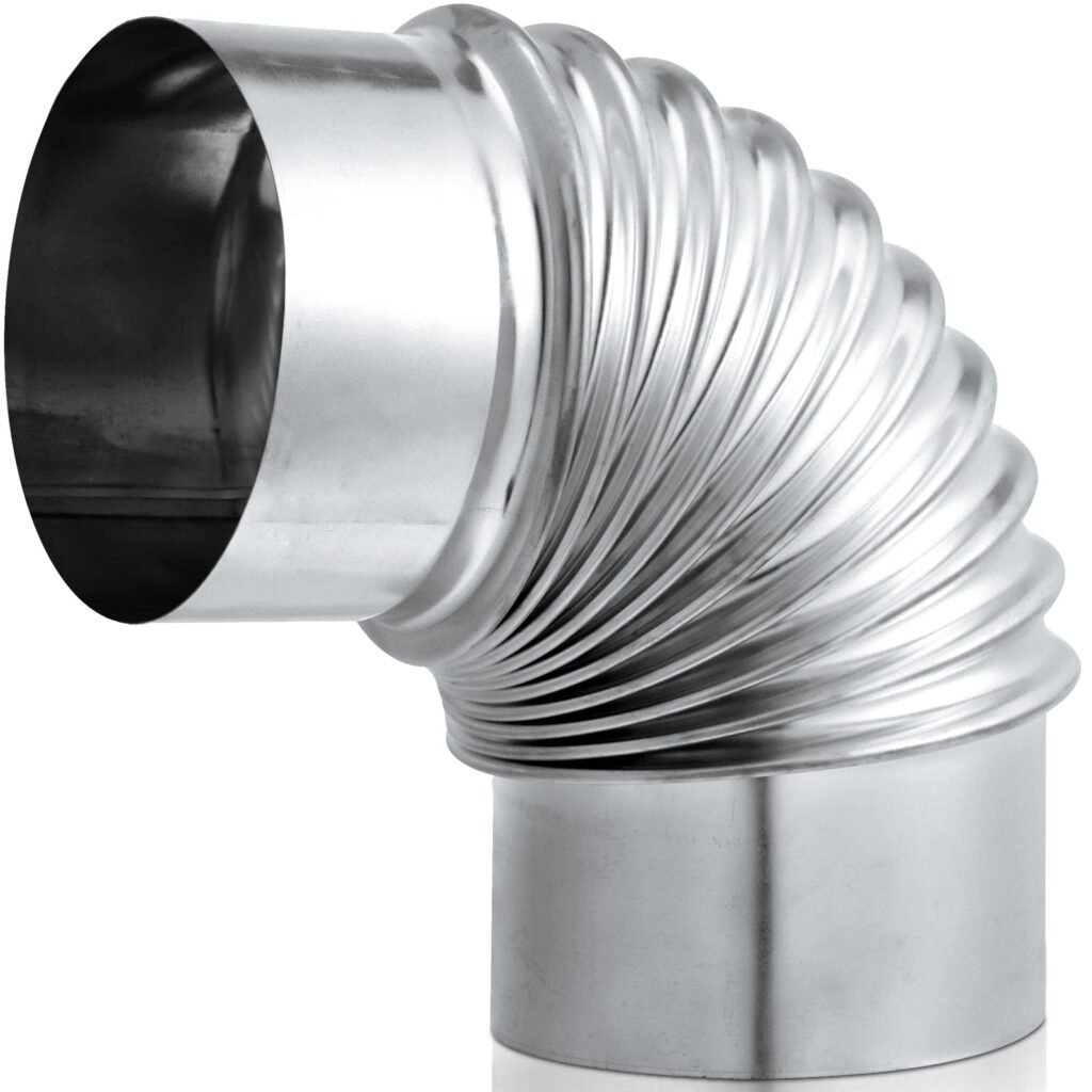 Hicarer 1 Pcs 4 Inch 90 Degree Galvanized Dryer Elbow Vent Tube Connector Adjustable Dryer Vent Elbow Connector for 4" HVAC Duct Pipe Hose Ductwork