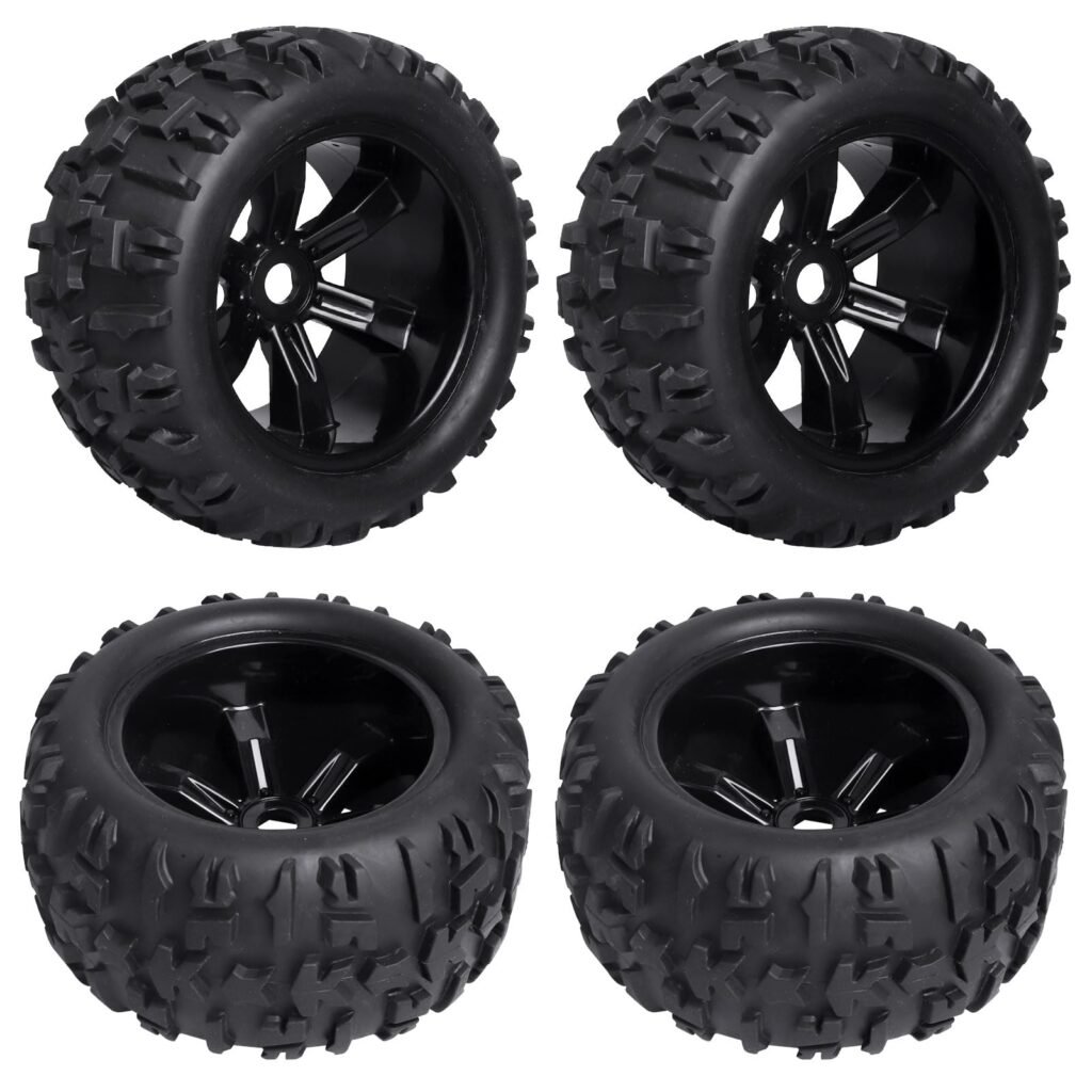FriHobby Preglued 1/8 Monster Truck Ties and Wheels OD 5.9" 17mm Hex MT Tires Wheels Set fit Traxxas