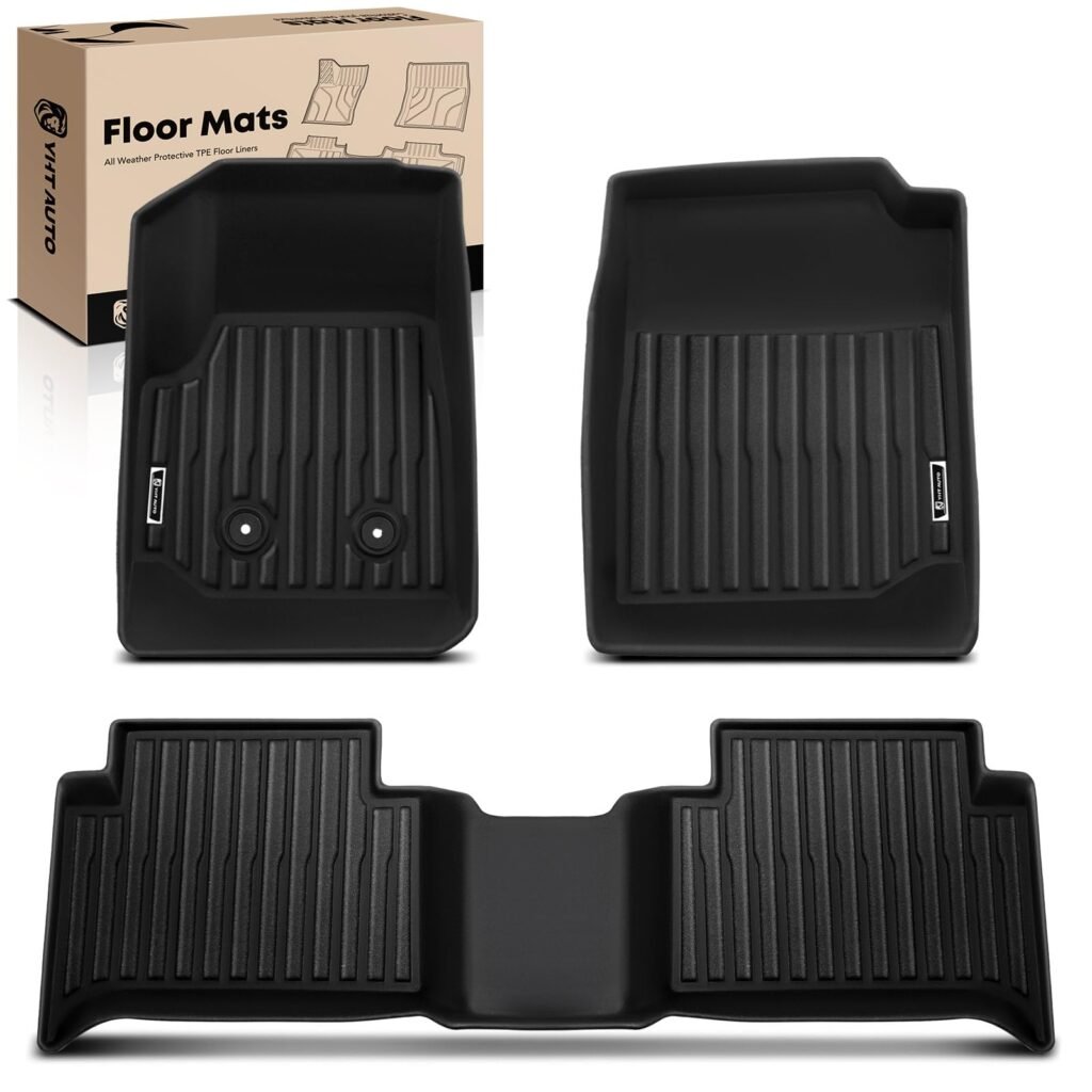 YHTAUTO Floor Mats Fit 2015-2022 Chevrolet Colorado & GMC Canyon Double/Crew Cab TPE All Weather Floor Liner Car Mats, Front & 2nd Row Colorado Accessories, 3PCS