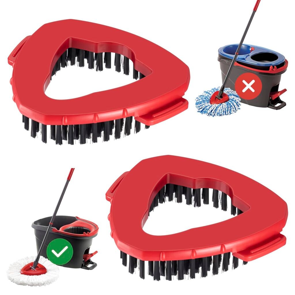 2 Pcs Scrub Brush Replacement Head for O Cedar EasyWring Spin Mop 1 Tank System, Shower Floor Scrubber, Microfiber Triangle Hard Bristle Cleaning Brush for Bathroom Kitchen Pool, Glass and Tile Walls