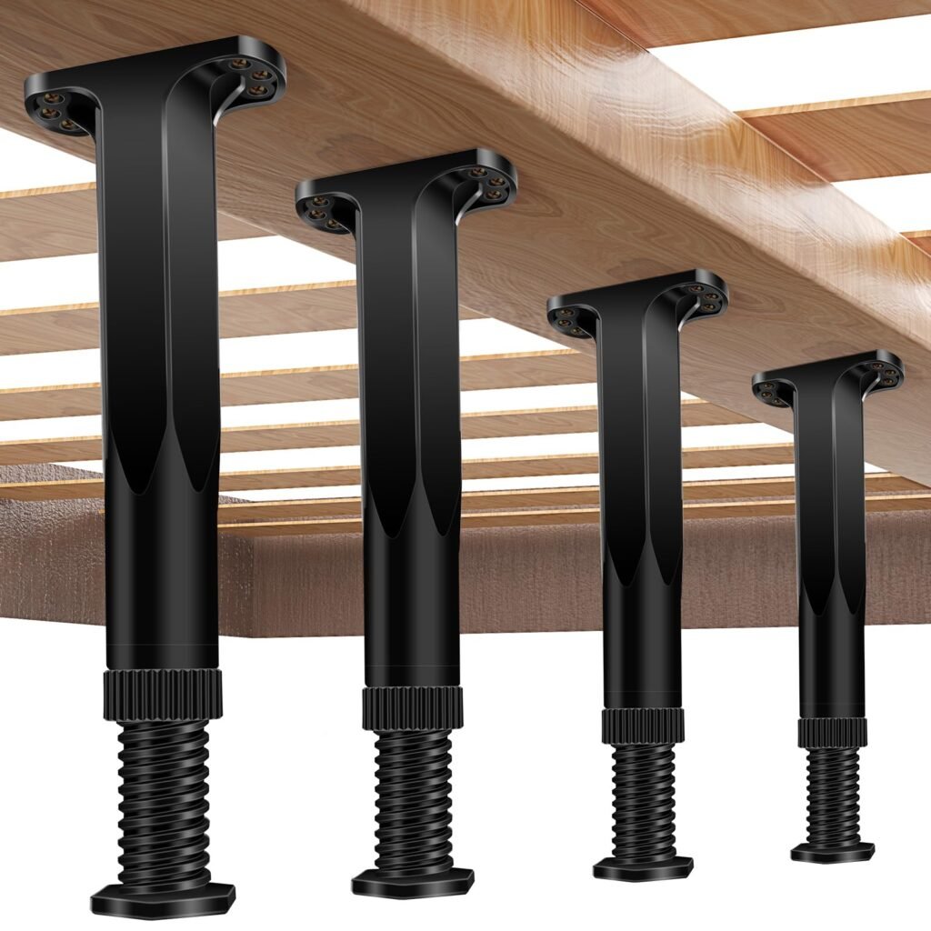 4 PCS Adjustable Height Bed Frame Support Legs - 7.8-14.6inch Bed Slats Support Leg with Screws,