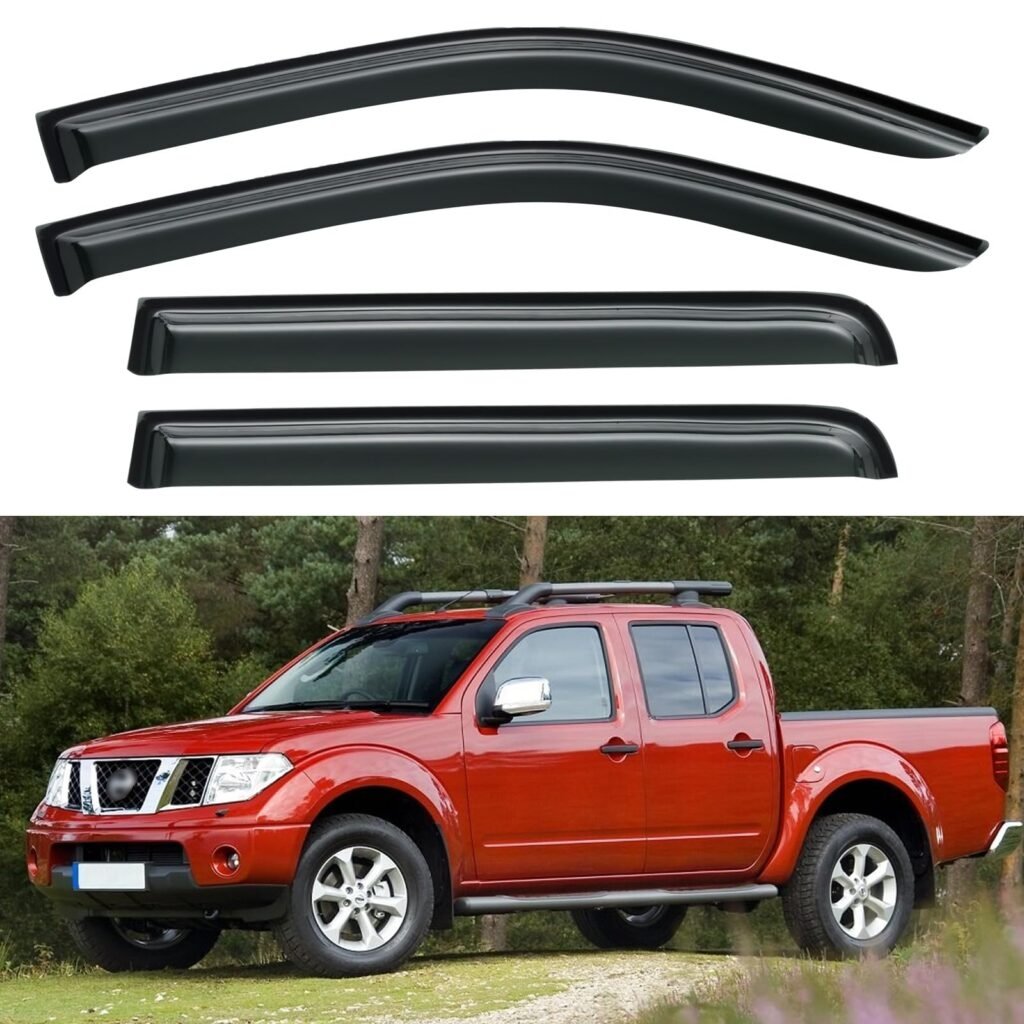 YQAUTEC Window Visors Rain Guards for Nissan Frontier Crew Cab