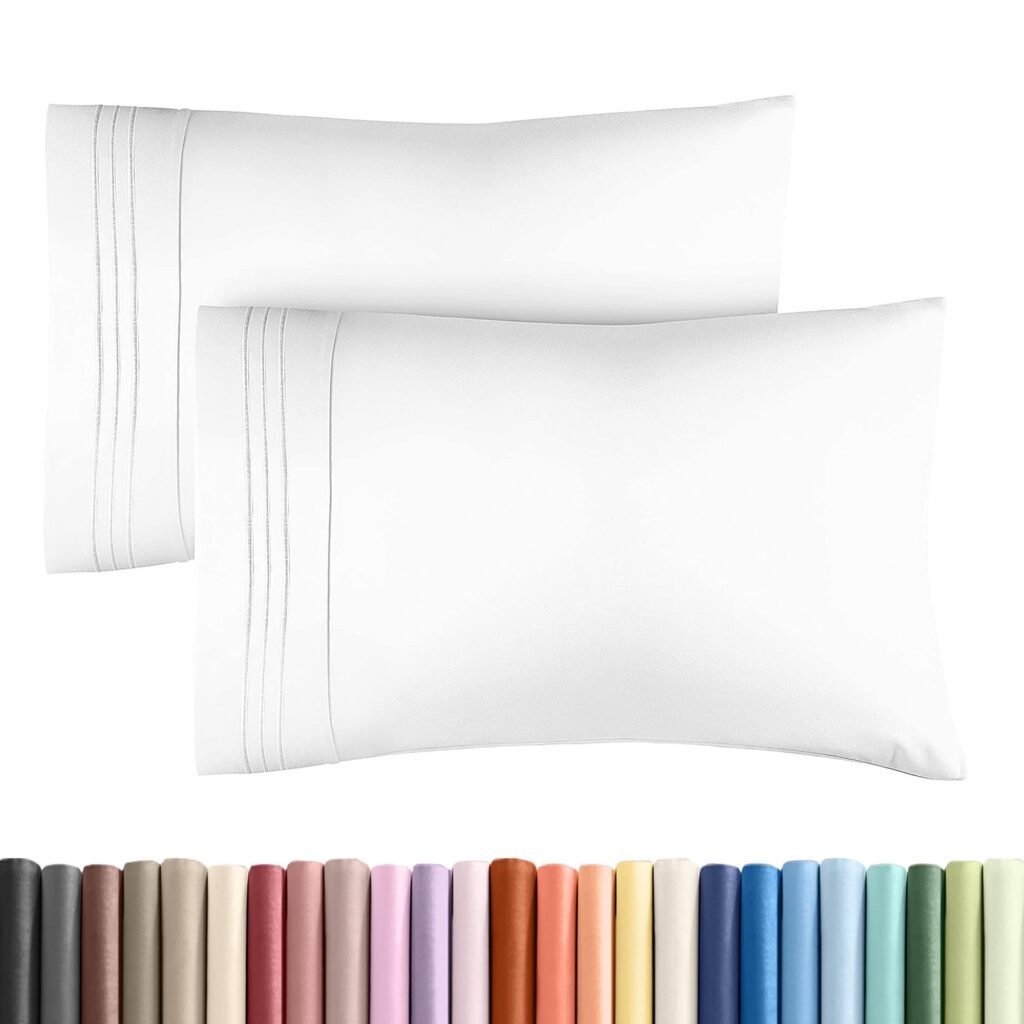 King Pillow Cases Set of 2 - Ultra Soft Hotel Quality Pillowcase Covers - Comfy, Cozy & Wrinkle Free - Shrinkage, Stain and Fade Resistant - Machine Washable Pillow Protectors - 2 Piece Set - White