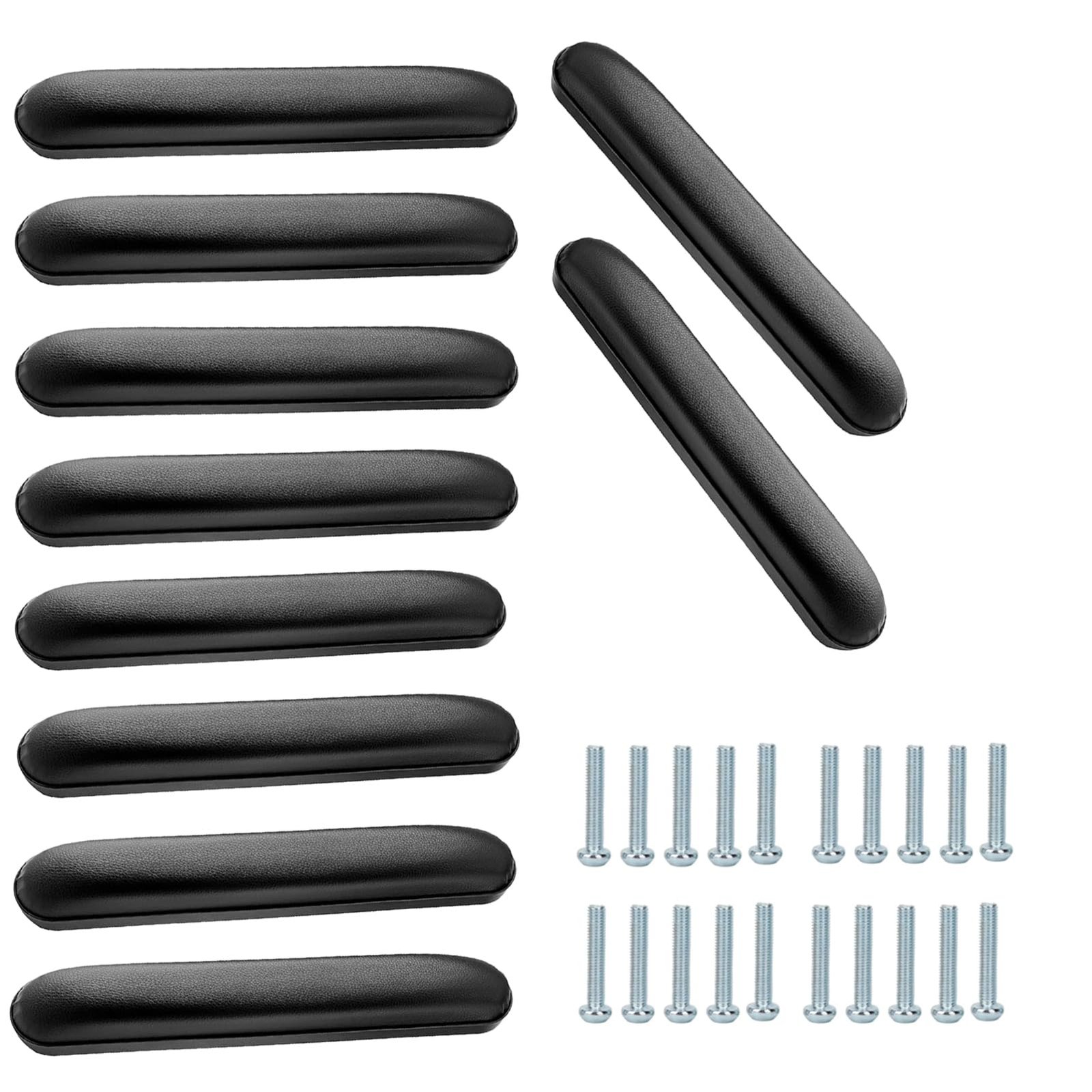HMZ Full Length Padded Armrest Black 10-1/4" Long Wheelchair and Transport Chair arm Cushions, Black (1 Pair) Compatible with All Brands (10PCS 10-1/4")