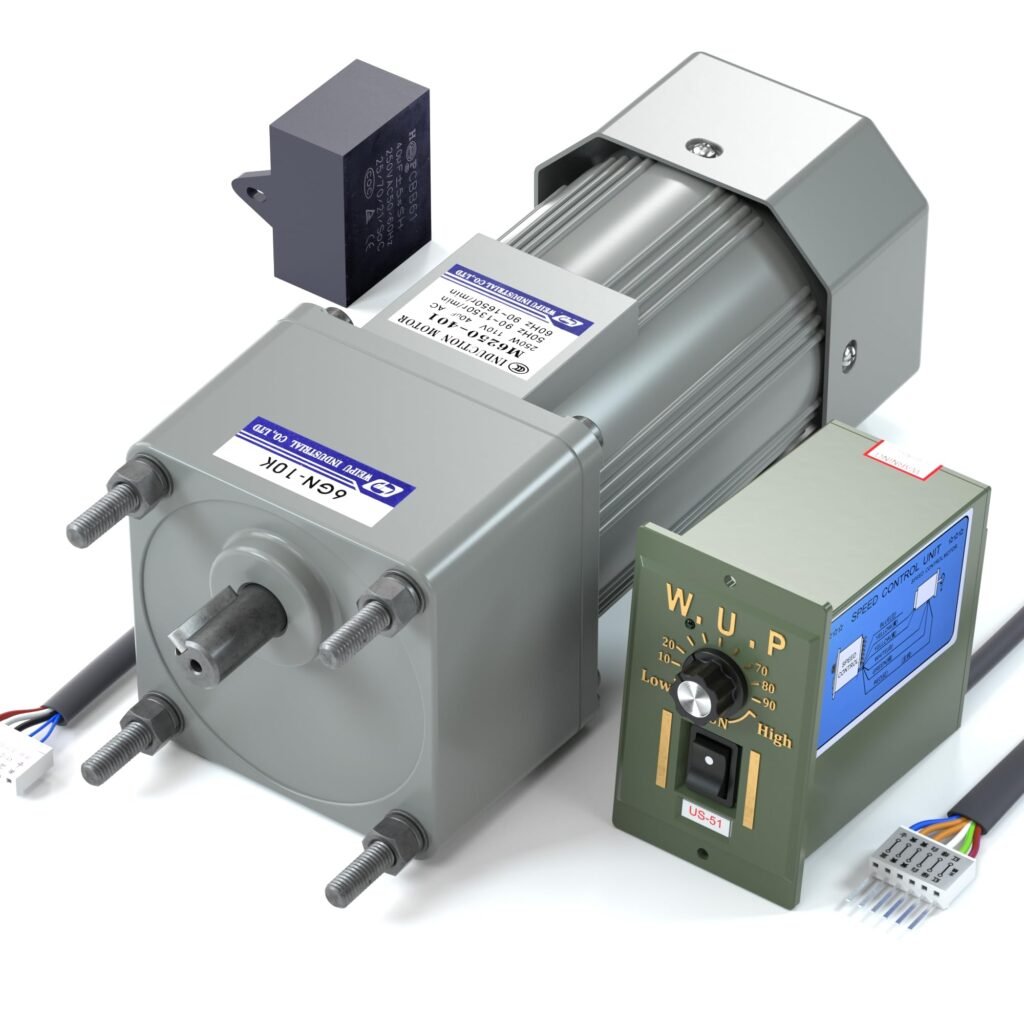 High Torque AC Motor + Speed Controller + Gear Box, 250W Single Phase Electric Motor with Gearbox,