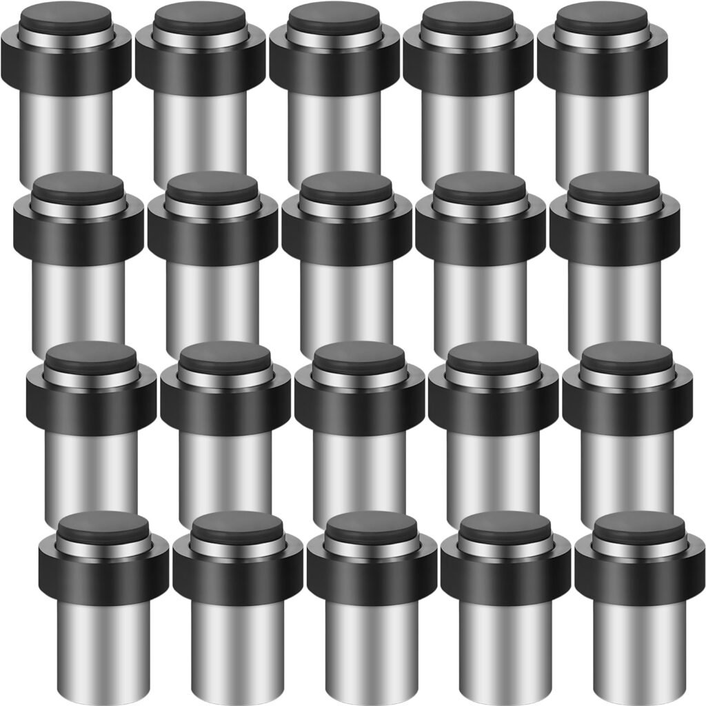 Chumia 6 Pcs Door Stopper Mounted Floor Stops Stainless Steel Cylindrical Stopper Modern Decorative