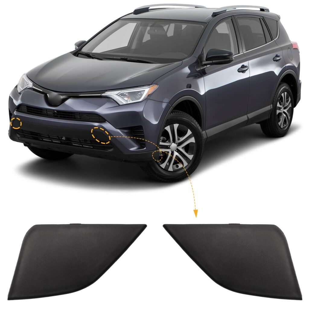 CZShiYue Car Accessories Front Bumper Trailer Cover Tow Hook Cover Towing Eye Cap Fit for Toyota RAV4 2016 2017 2018 532850R080 532860R080(Matte Black, Right Passenger Side)