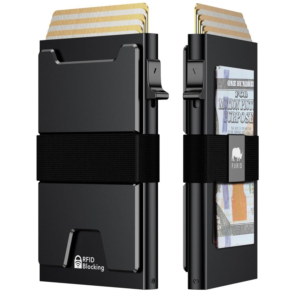 Smart Card Wallet for Men Slim: Minimalist Wallet For Men - RFID Blocking Pop Up Front Pocket Wallet, Metal Wallet 11 Card Holder