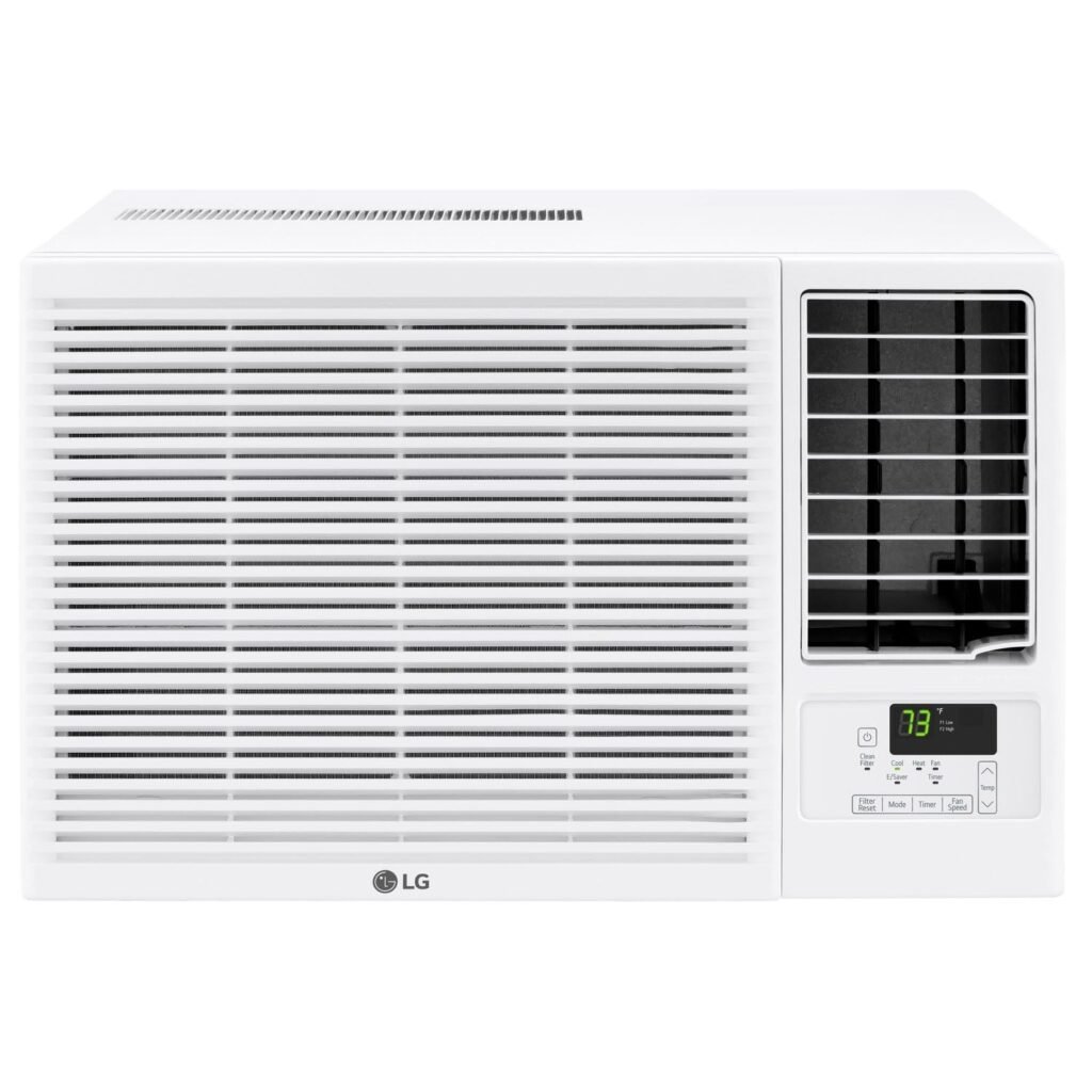 LG 12,200 BTU Window Air Conditioner with Supplemental Heat, 230/208V, Cools 570 Sq.Ft. (19' x 30'