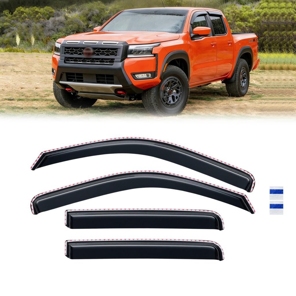 CMVT Auto In-Channel Rain Guards for 2022-2026 Nissan Frontier Crew Cab