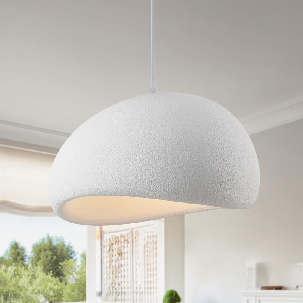 Fivemengo Wabi Sabi Pendant Light, 15.7in, Hardwired White