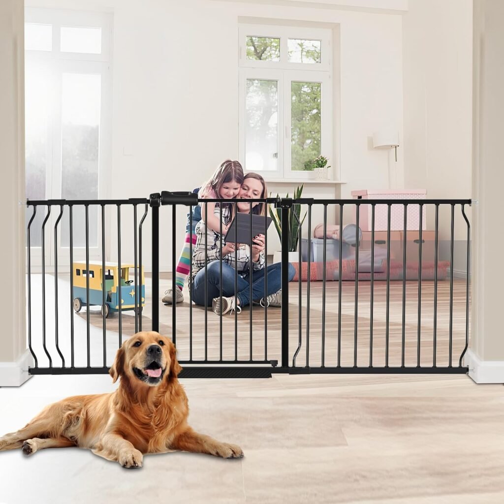 HOOOEN Extra Wide Baby Gate (Black, 86-105 Inch)