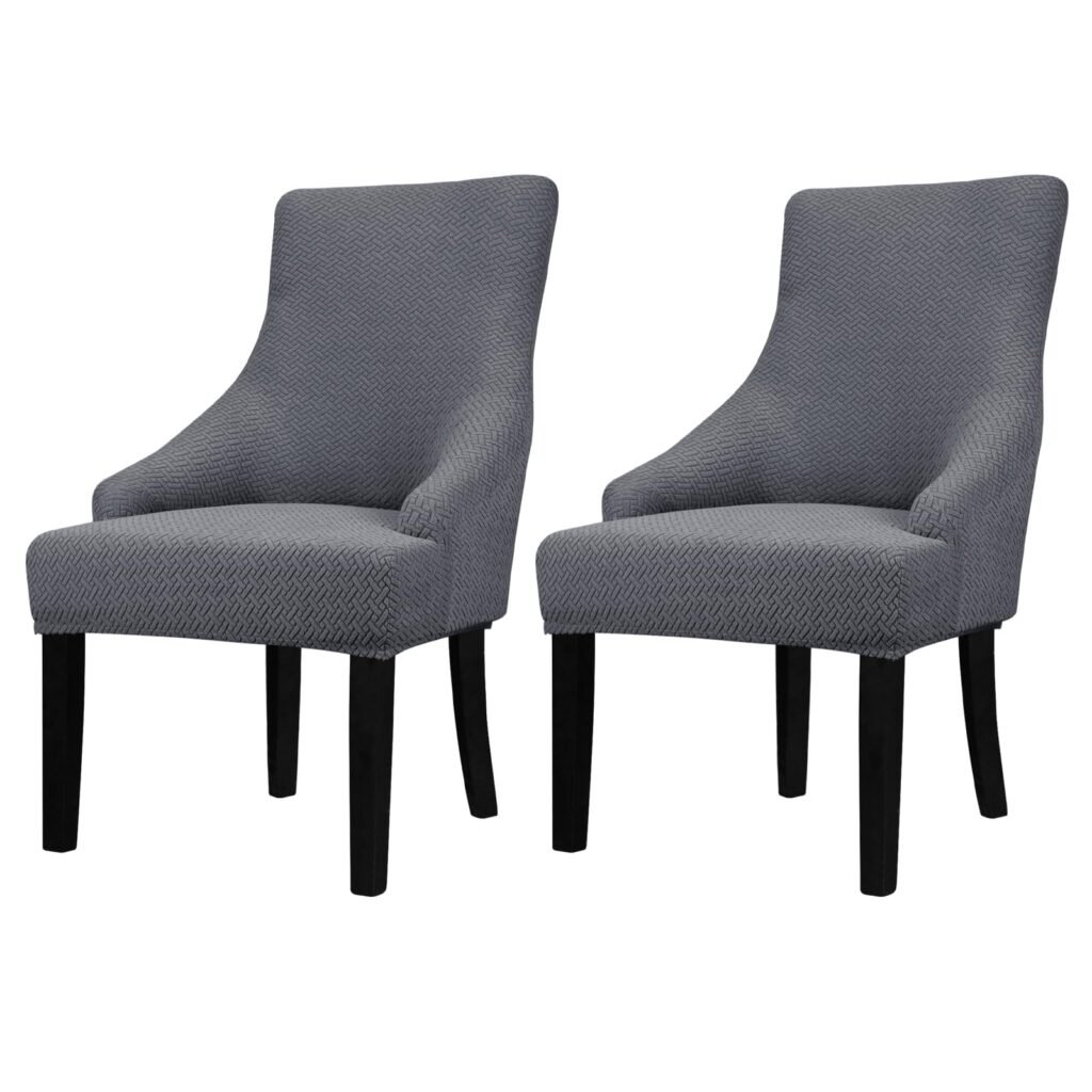 Lellen Stretch Wingback Chair Cover Slipcover - Reusable Wingback Side Chair Slipcover,Accent Chair Cover,Arm Protector Seat Cover,Wing Chair Cover for Dining Living Room Home?2PCS,Dark Grey?