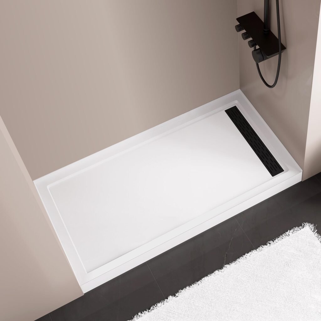 MORVANO 32 x 60 Shower Base with Right Drain and Removable Stainless Cover,Shower Pan Kit Non-Slip