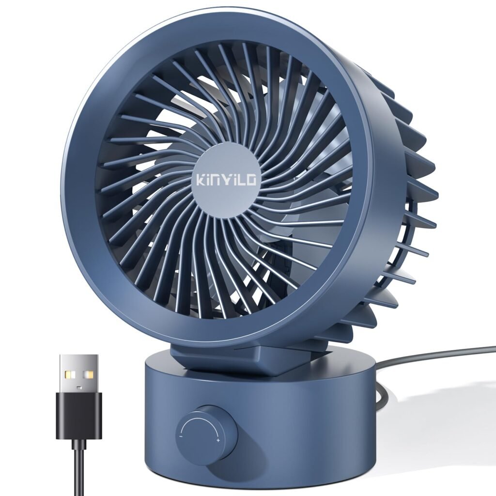 KinYiLO Small USB Desk Fan - Blue