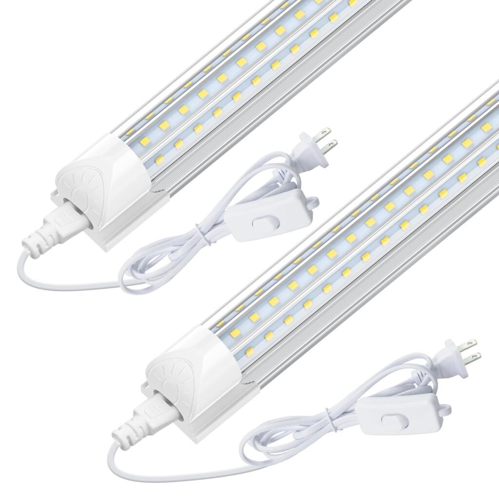 CNSUNWAY 4FT LED Shop Lights, 50W 7500LM D Shape, ETL Listed 2 Pack