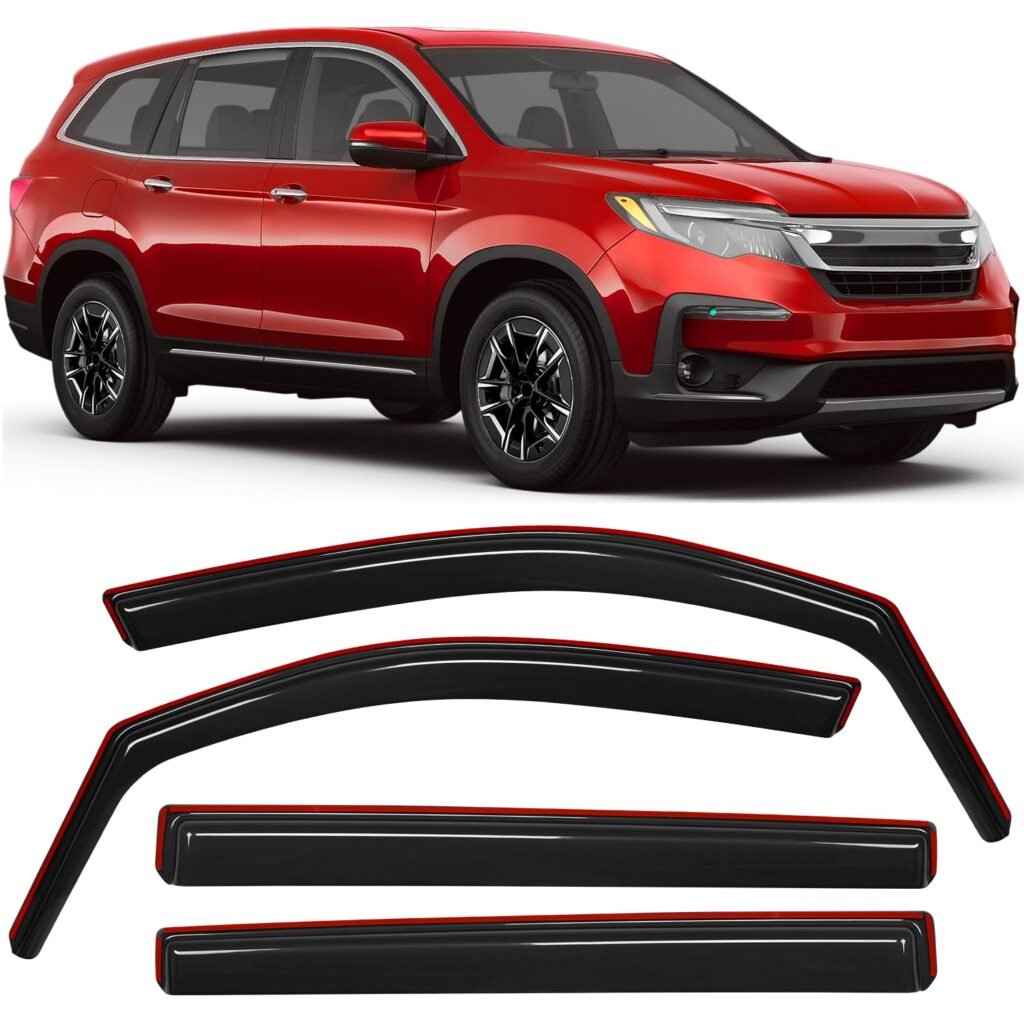 Nilight in-Channel Window Visors for Honda Pilot 2016 2017 2018 2019 2020 2021 2022, Side Window