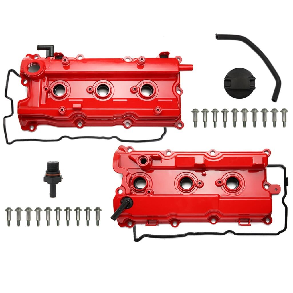 MITZONE Upgrade Aluminum Valve Covers front & rear Compatible with 2002-2009 Nissan Altima Maxima