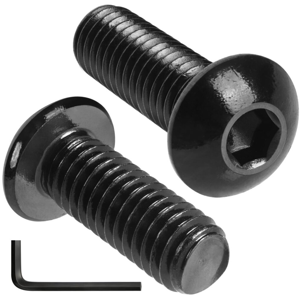 VGBUY 16Pcs 3/8-16 x 1 Button Head Socket Cap Bolts Screws, 304 Stainless Steel 18-8, Black Zinc