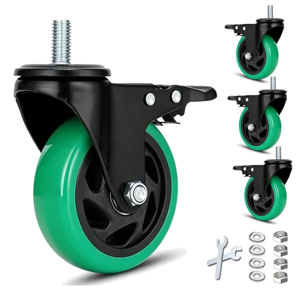 YAEMIKY 4" Threaded Stem Caster Wheels Set of 4