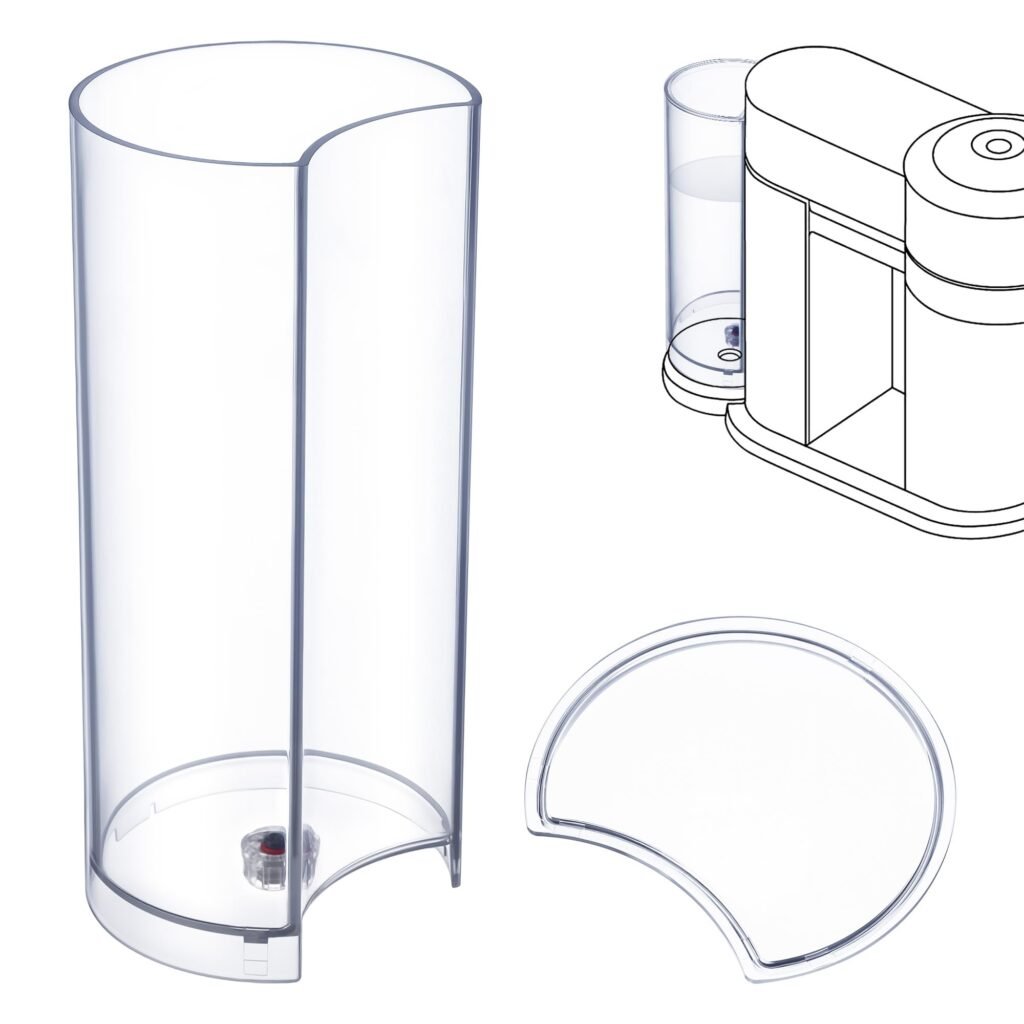 Feekoon Water Tank Reservoir & Lid Cover Replacement Compatible with Nespresso Vertuo Next, Compatible with Krups XN910B XN9105 XN910C Coffee Machine, Coffee Machines Replacement Parts, Clear