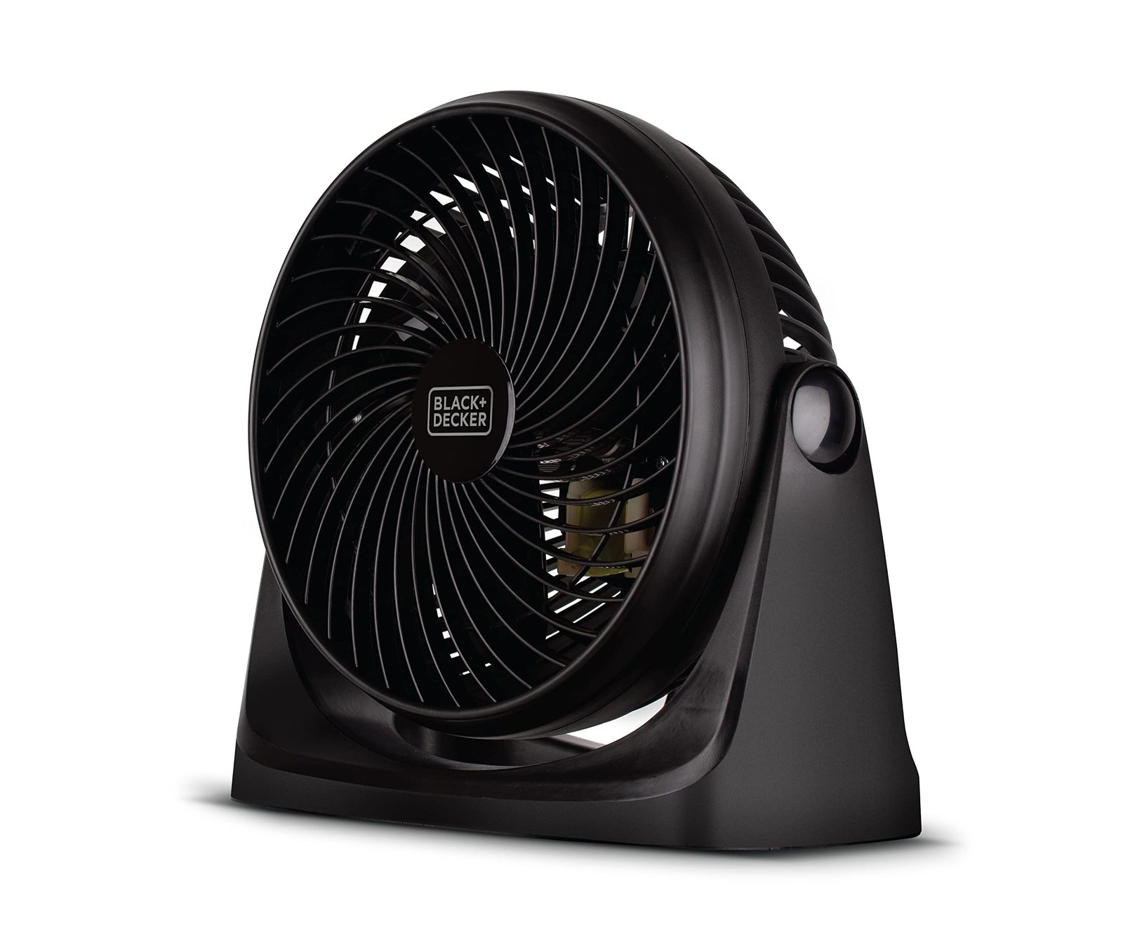 BLACK+DECKER 7-Inch Portable Turbo Fan, 3-Speed Settings, Desktop Personal Cooling for Table with 90° Tilt Angle Fan Head, Lightweight for Bedroom or Office, BFTU107, Black