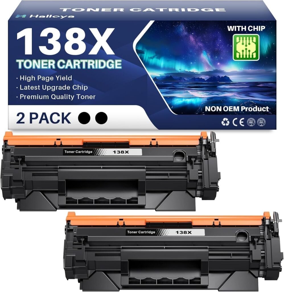 Halloya 138X Black Toner Cartridge Compatible for HP W1380X, 2 Pack