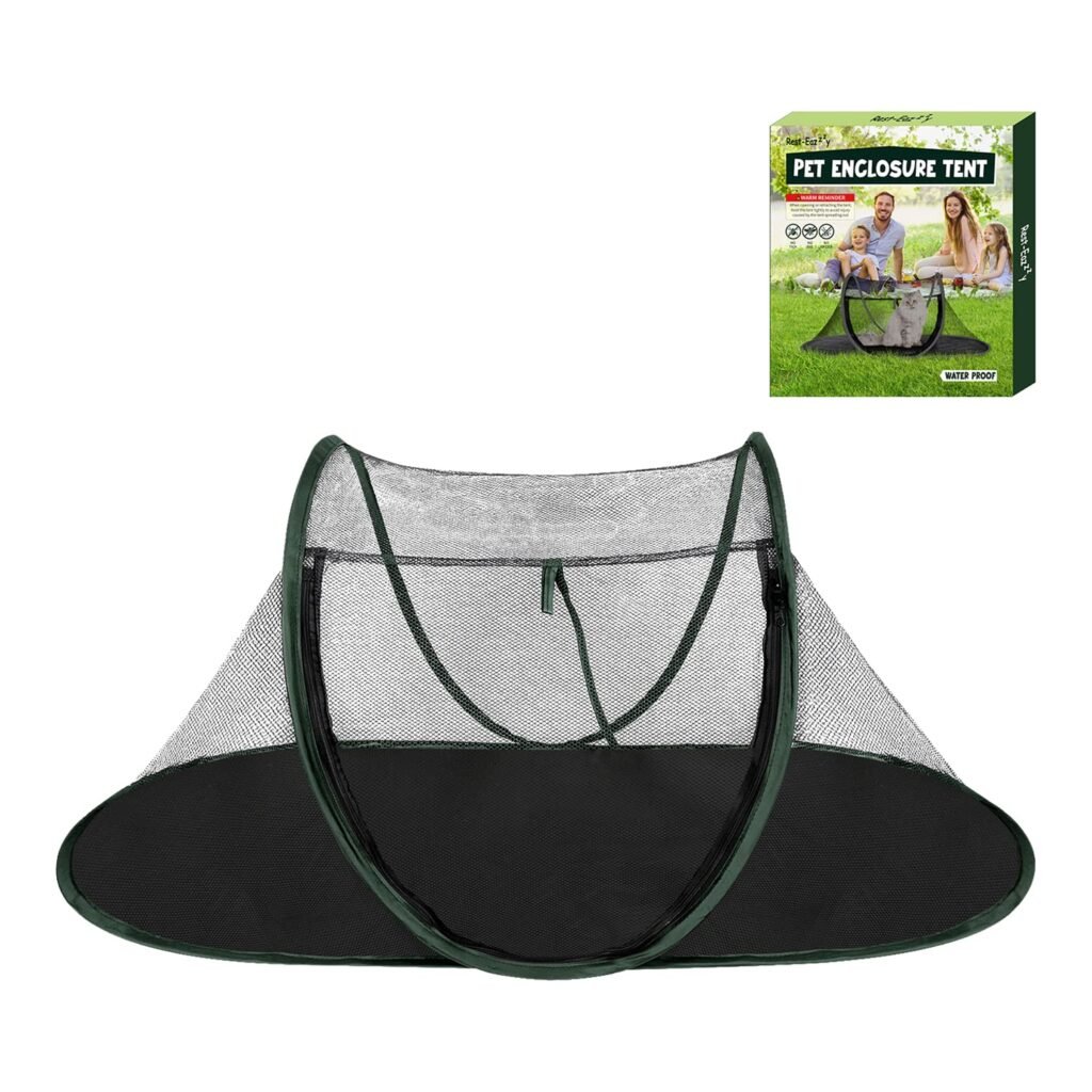 Cat Tent Outdoor, Pet Enclosure Tent Suitable for Cats and Small Animals, Indoor Playpen Portable Exercise Tent with Carry Bag(Dark Green)