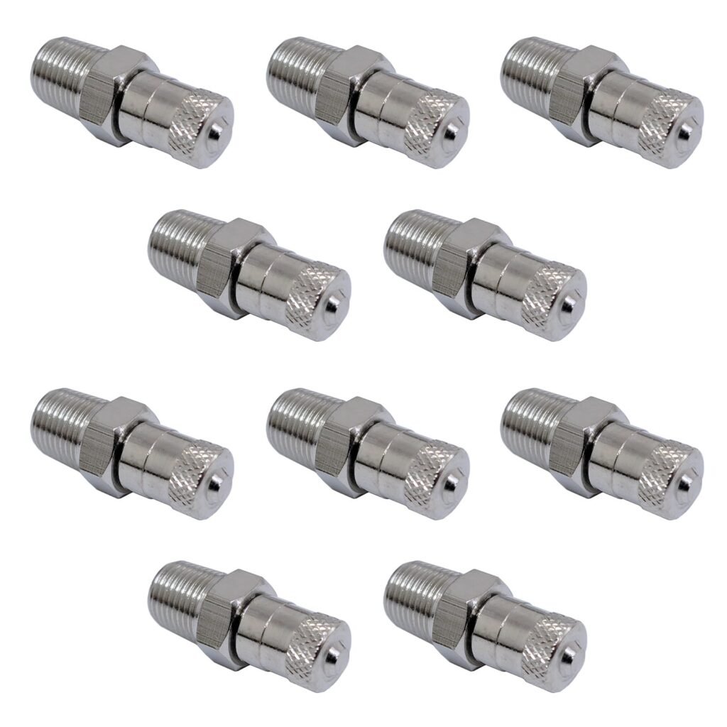10 Pcs 1/8 Inch BSPT BSP Schrader Tank Valve 25mm Wheel Air Compressor 35 Bar 500 PSI