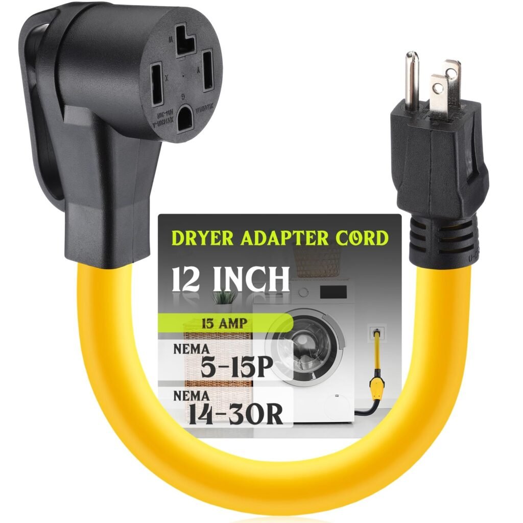 Kanayu 1 FT 5-15P to 14-30R 15amp Dryer Adapter Cord Compatible Female Power Adapter 15 Amp 3 Prong