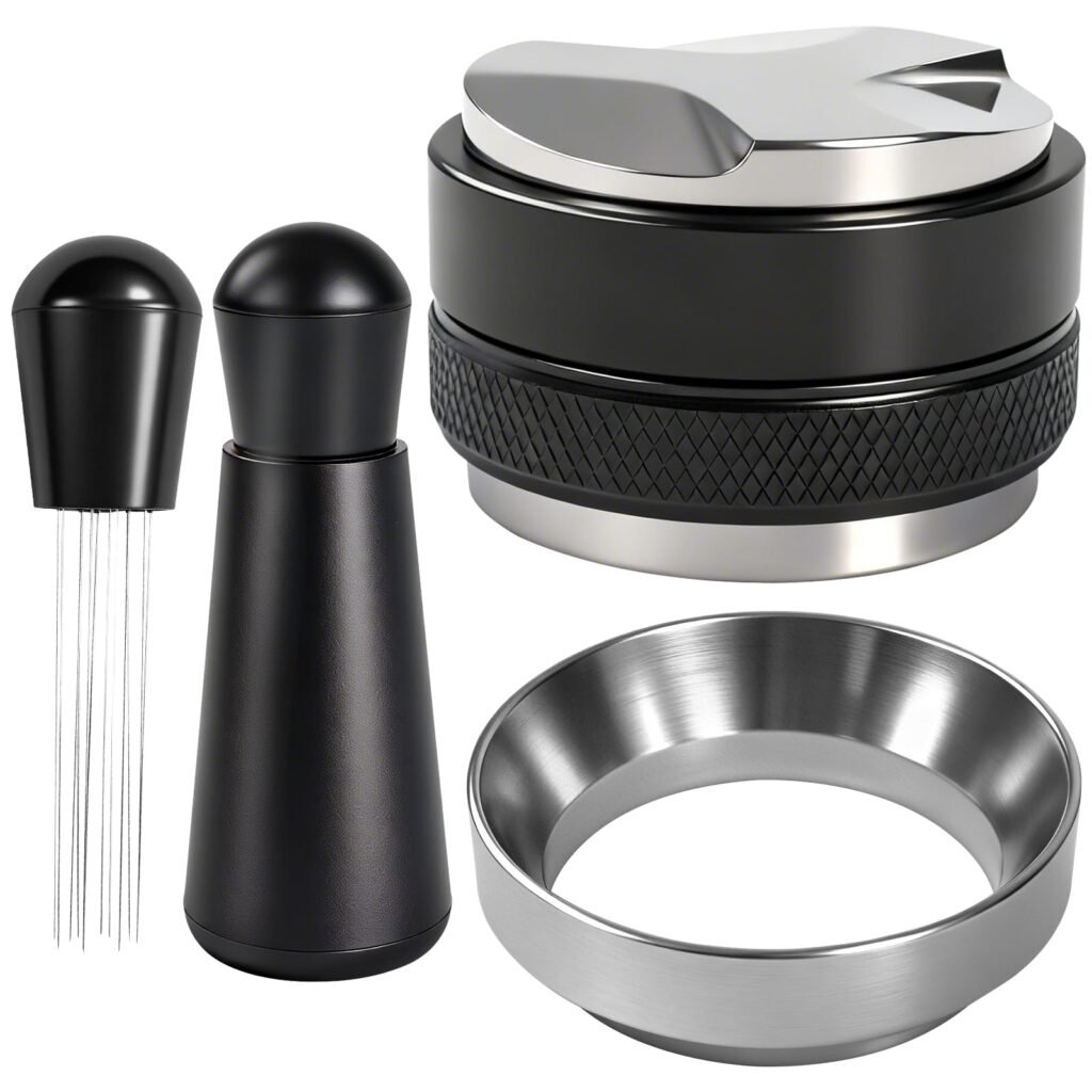 NAPNOOK Espresso Accessories Kit, 51mm Coffee Distributor & Tamper Leveler, Dosing Funnel Set and