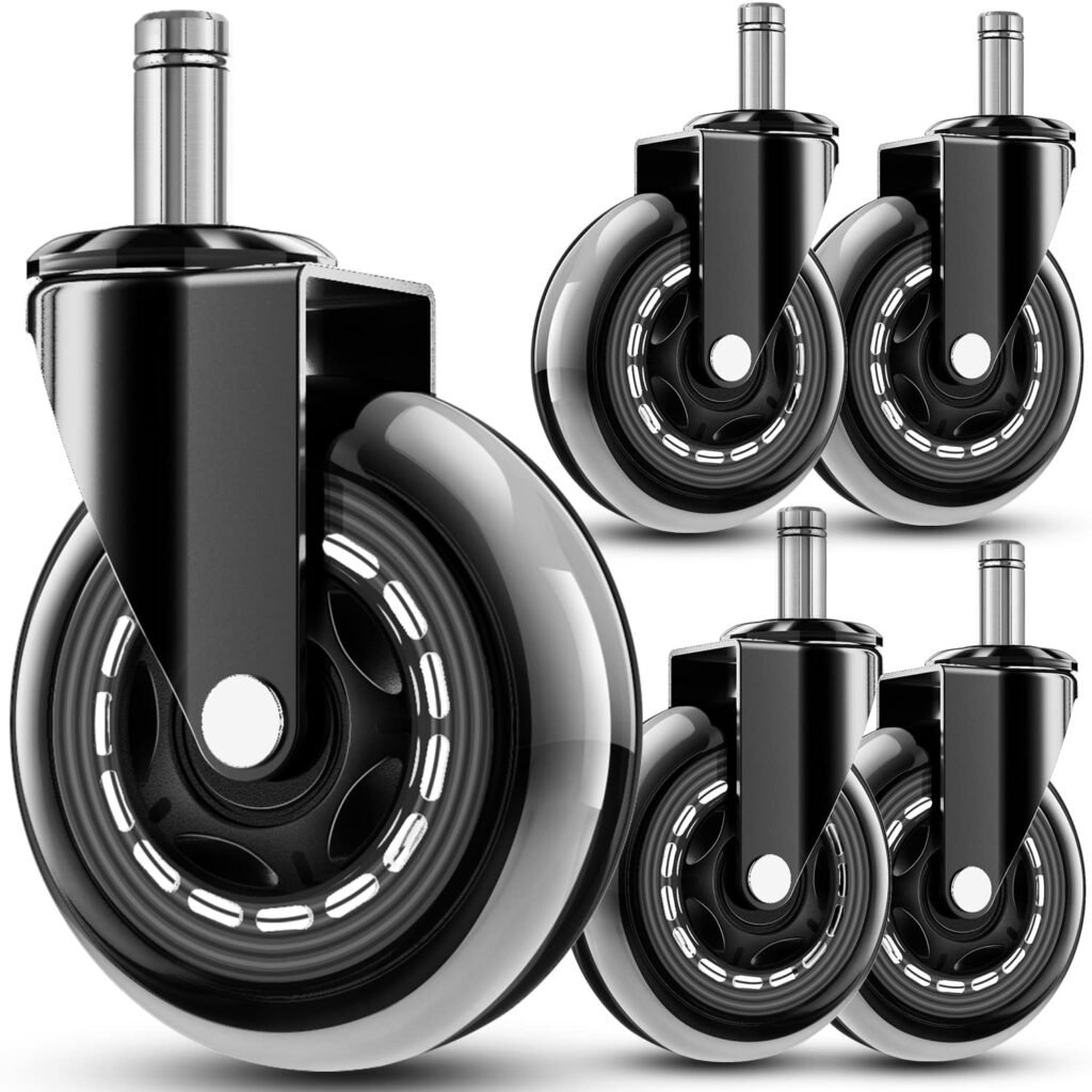 RidRed Office Chair Wheels - Replacement Rubber Wheels - Universal Fit 3 Inch Casters, Heavy-Duty