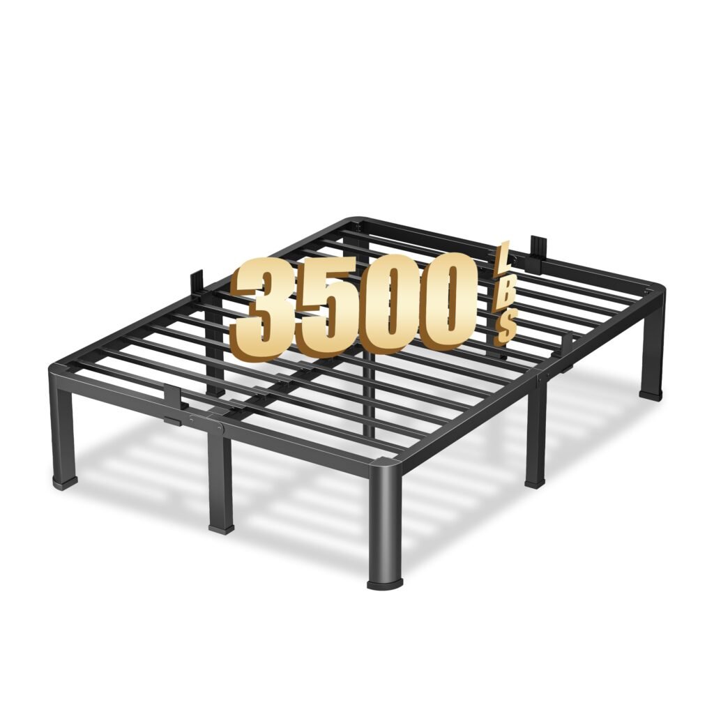 VIPSHOW 14 Inch California King Heavy Duty 3500 lbs Bed Frame with Round-Corner Legs & Anti-Squeak