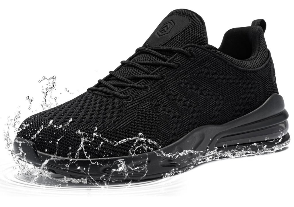 LARNMERN Wide Womens Slip Resistant Slip On Shoes Work Non Slip Sneakers Walking Water Resistant Zapatillas Zapatos Trabajo Food Service Chef Kitchen(Black,8W)