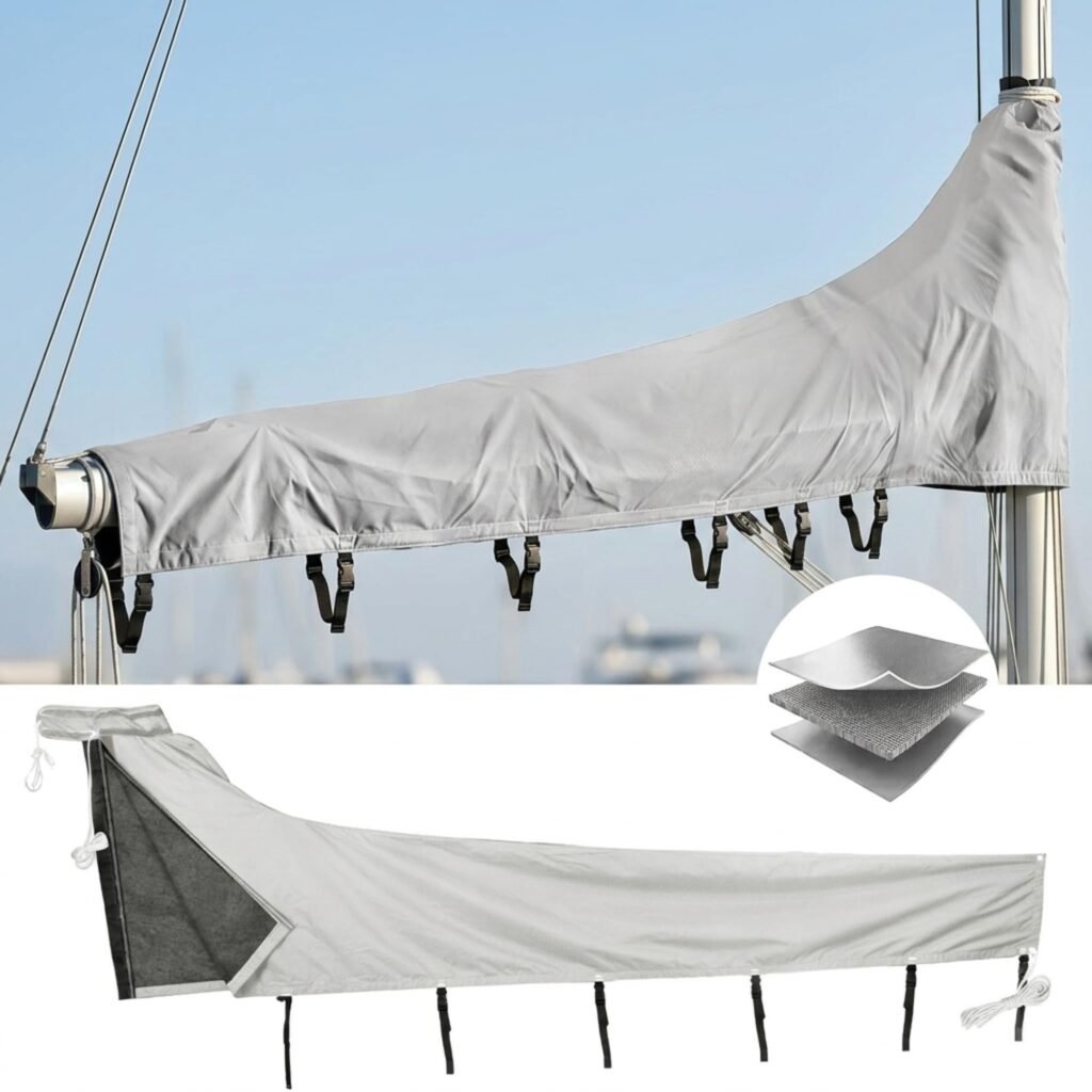 Maruvoa 1200D Mainsail Boom Cover for 11'-12' Mainsails, Gray