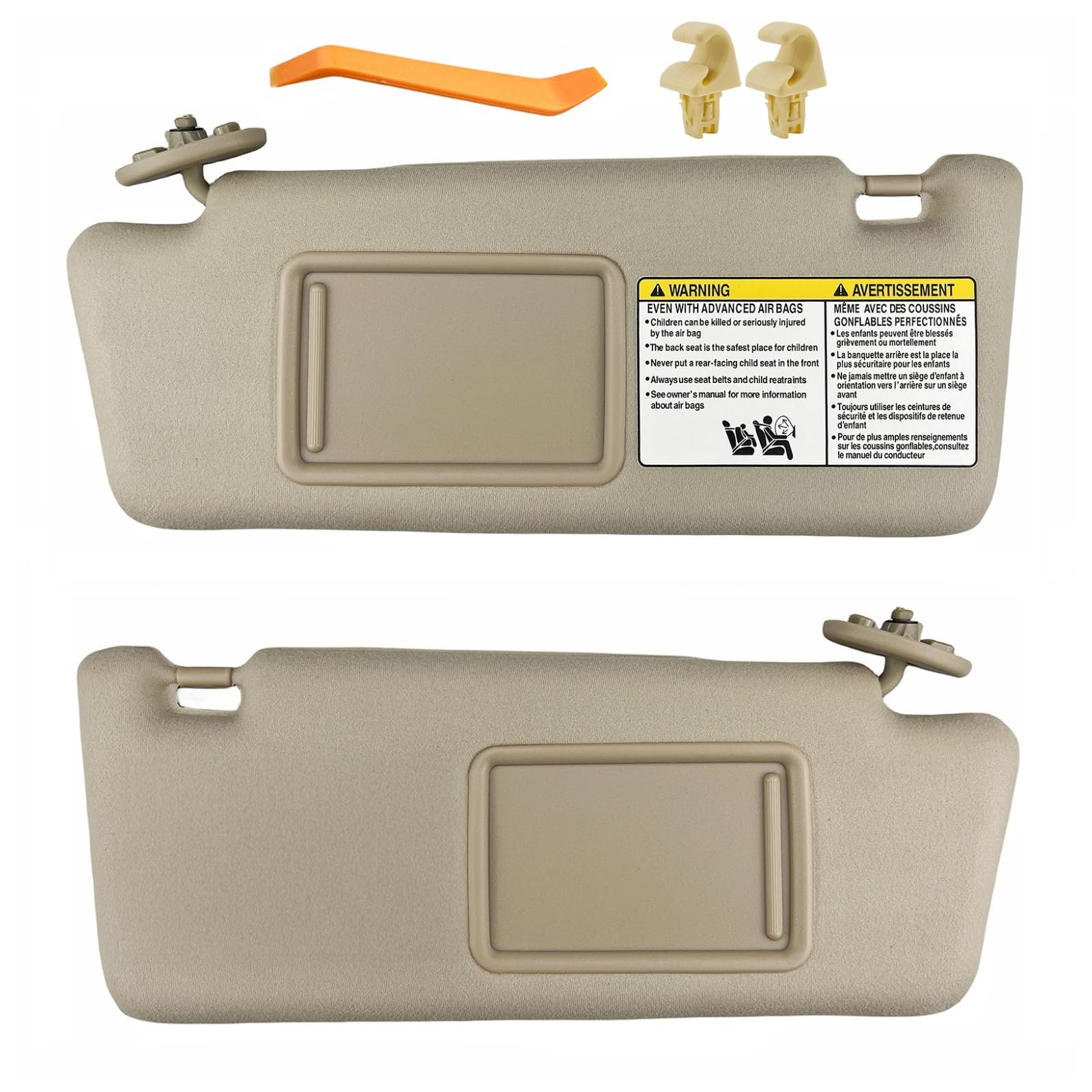 GlymXia Sun Visor Pair for Toyota Tacoma 2005-2015 (Beige, No Light)