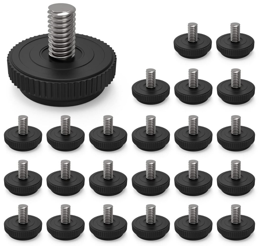 ONEHOME 24 Pack 5/16-18 Stainless Steel Adjustable Threaded Furniture Leg Leveling Feet Screw-in Glide Levelers,Stainless Screw Foot Levelers On for Table,Chair,Furniture, (M63)