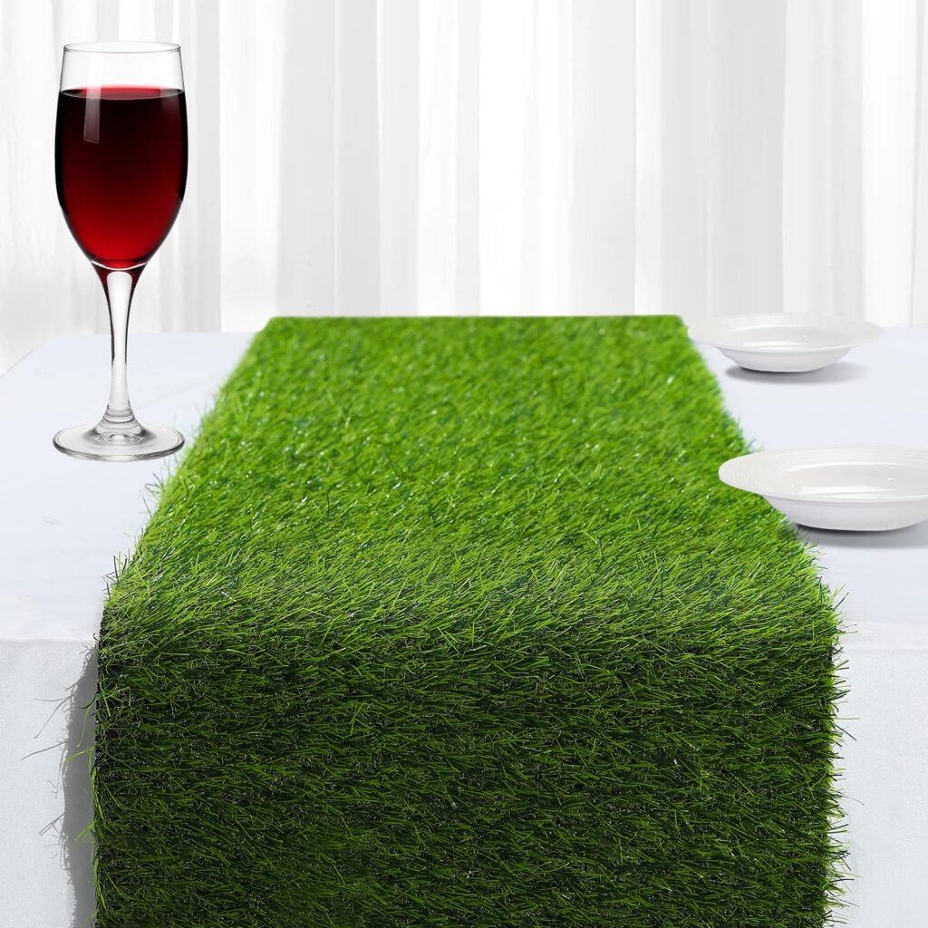 ZHOUXITU Artificial Grass Table Runner- Realistic Faux Grass Runner for Indoor Outdoor Decor