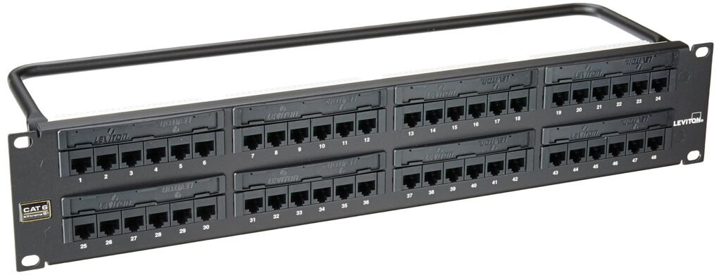 Leviton eXtreme 6+ Universal Patch Panel, 48-Port, 2RU, CAT 6. Cable Management Bar Included,