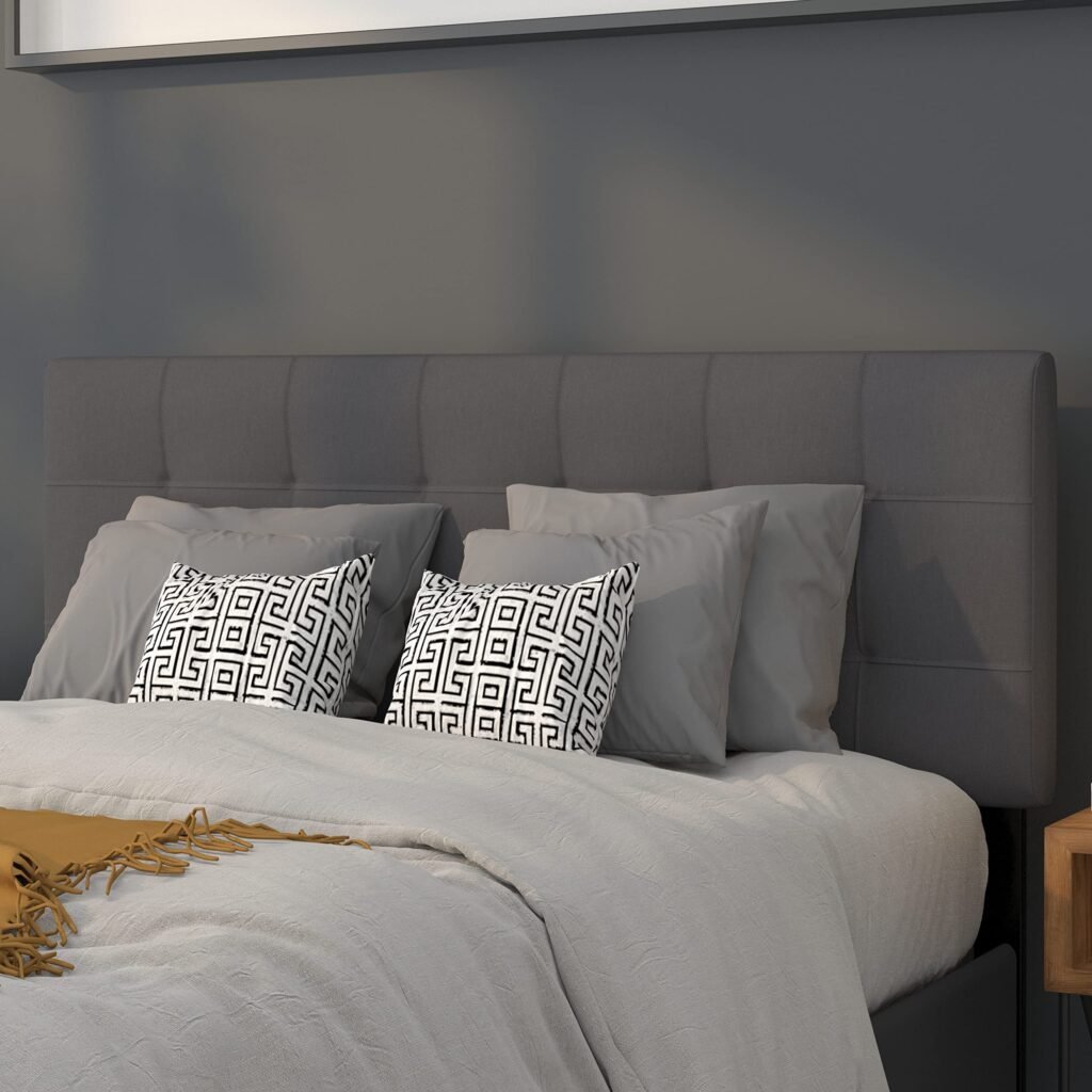 Flash Furniture Bedford Tufted Upholstered Full Size Headboard in Dark Gray Fabric