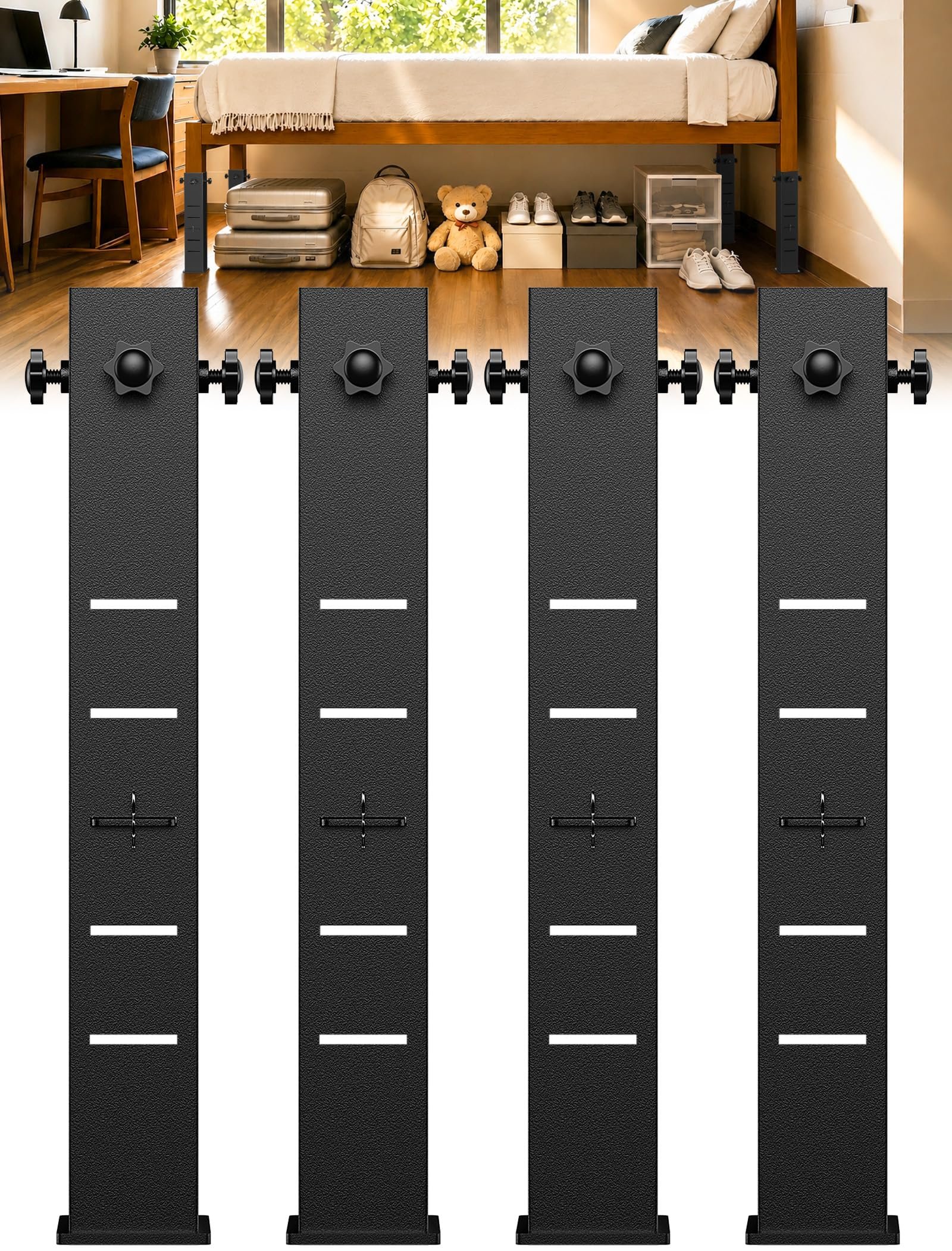 Laowu Adjustable Bed Risers (4-Pack)