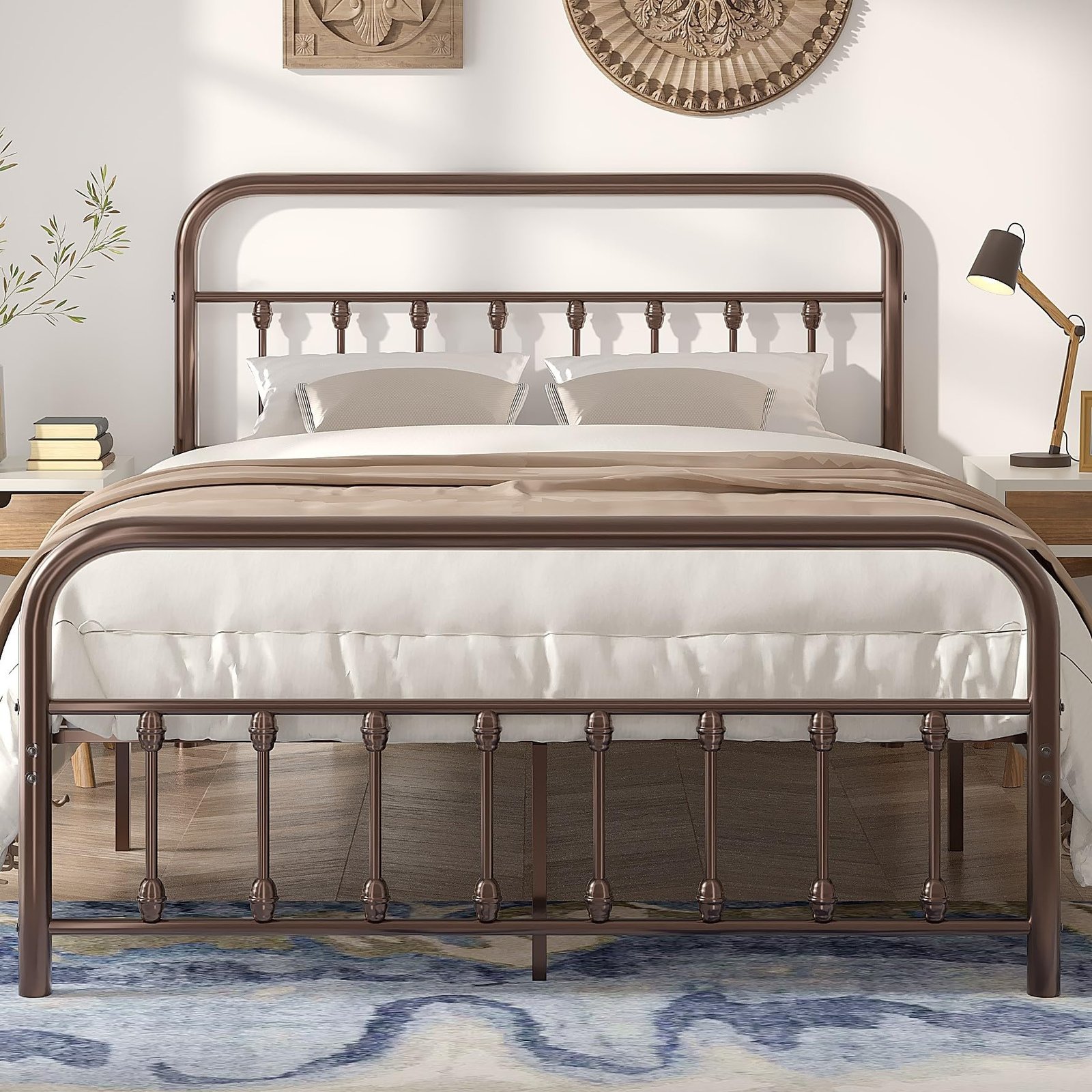***CHILD SIZE*** VECELO Victorian Style Child size Metal Bed Frame - Bronze