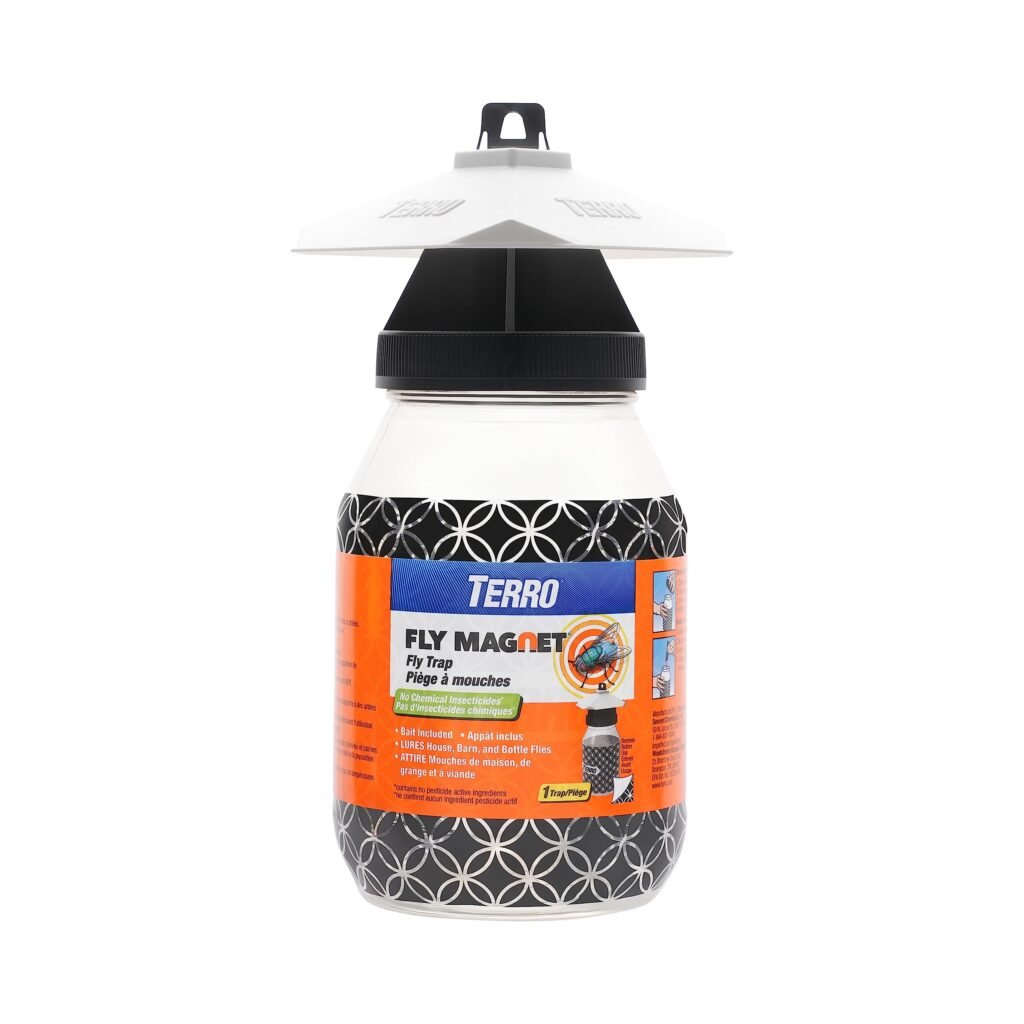 TERRO T380 Outdoor Reusable Fly Magnet Fly Trap - Poison Free Trap with Bait