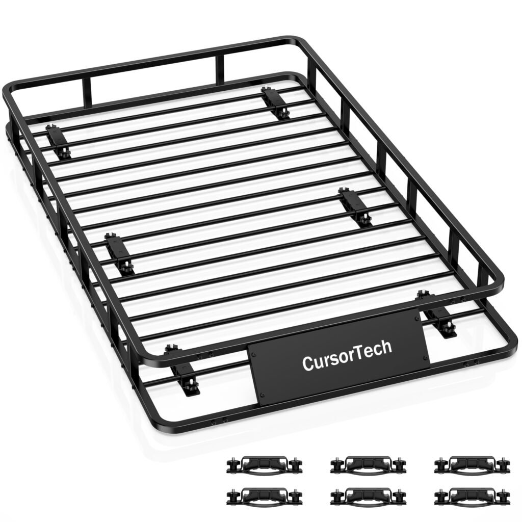 CursorTech Roof Basket 64" x 39" Heavy Duty Roof Rack Cargo Basket 300 lbs Capacity Steel Rooftop