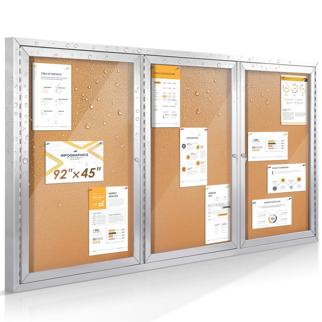 SWANCROWN 92x45 in Large Enclosed Bulletin Board Outdoor Messages Center