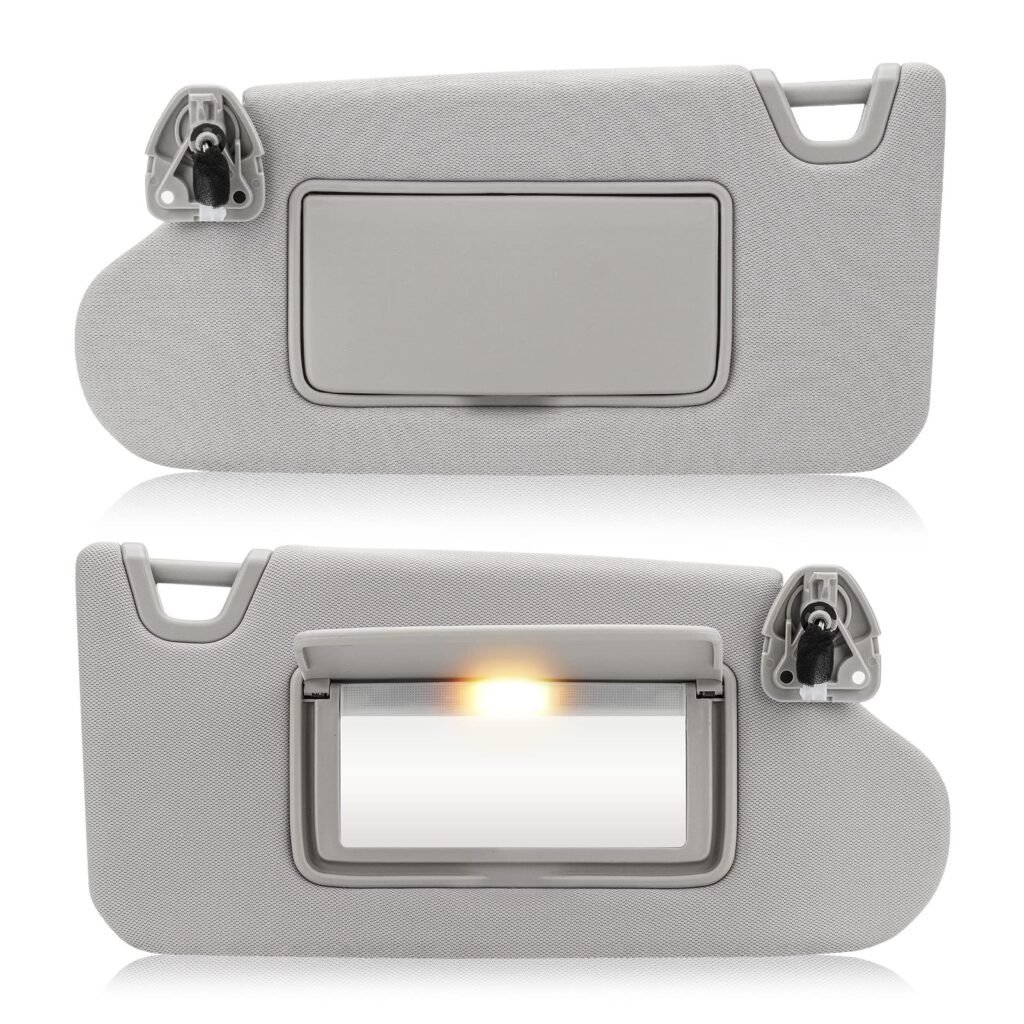 Left & Right Sun Visor with Vanity Light for 2013-2018 Nissan Altima Without Sunroof, Driver &